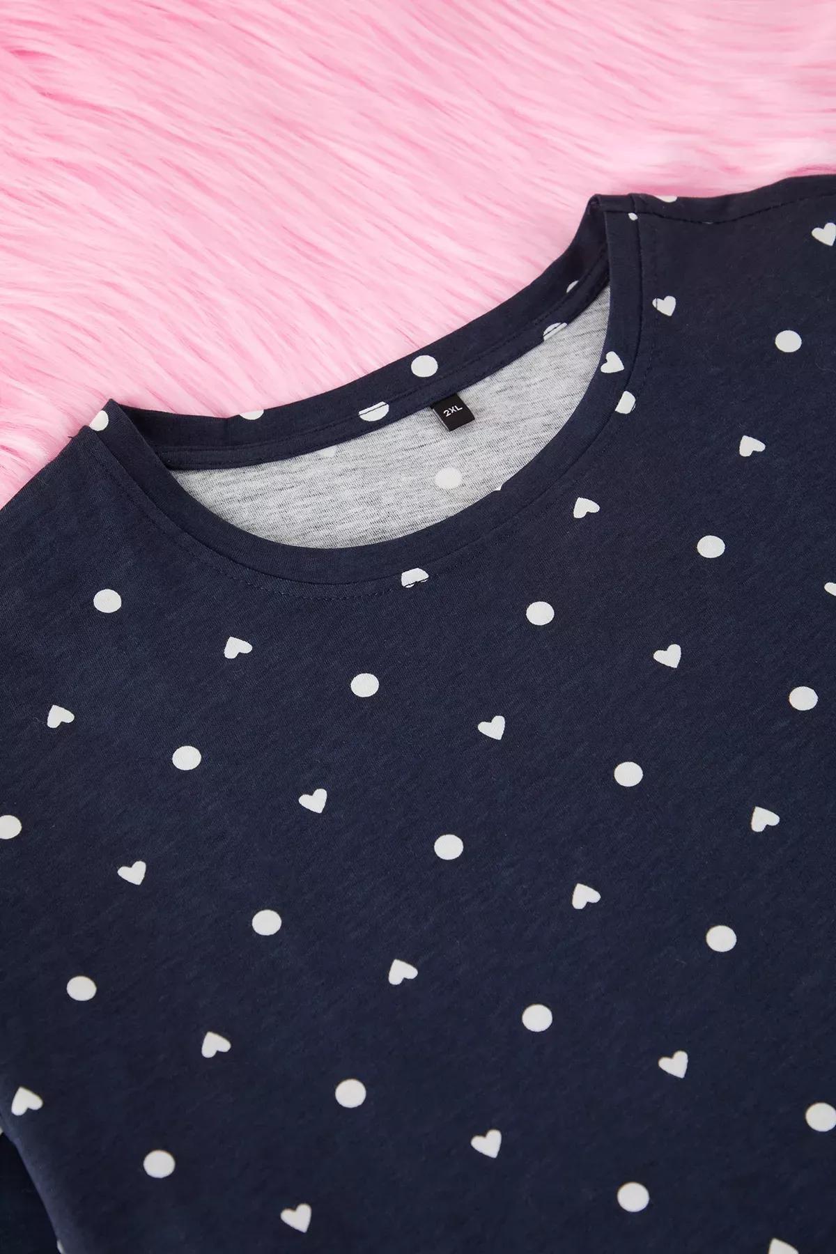 Navy Patterned Knitted Pyjamas Set, Navy blue, large image number 5