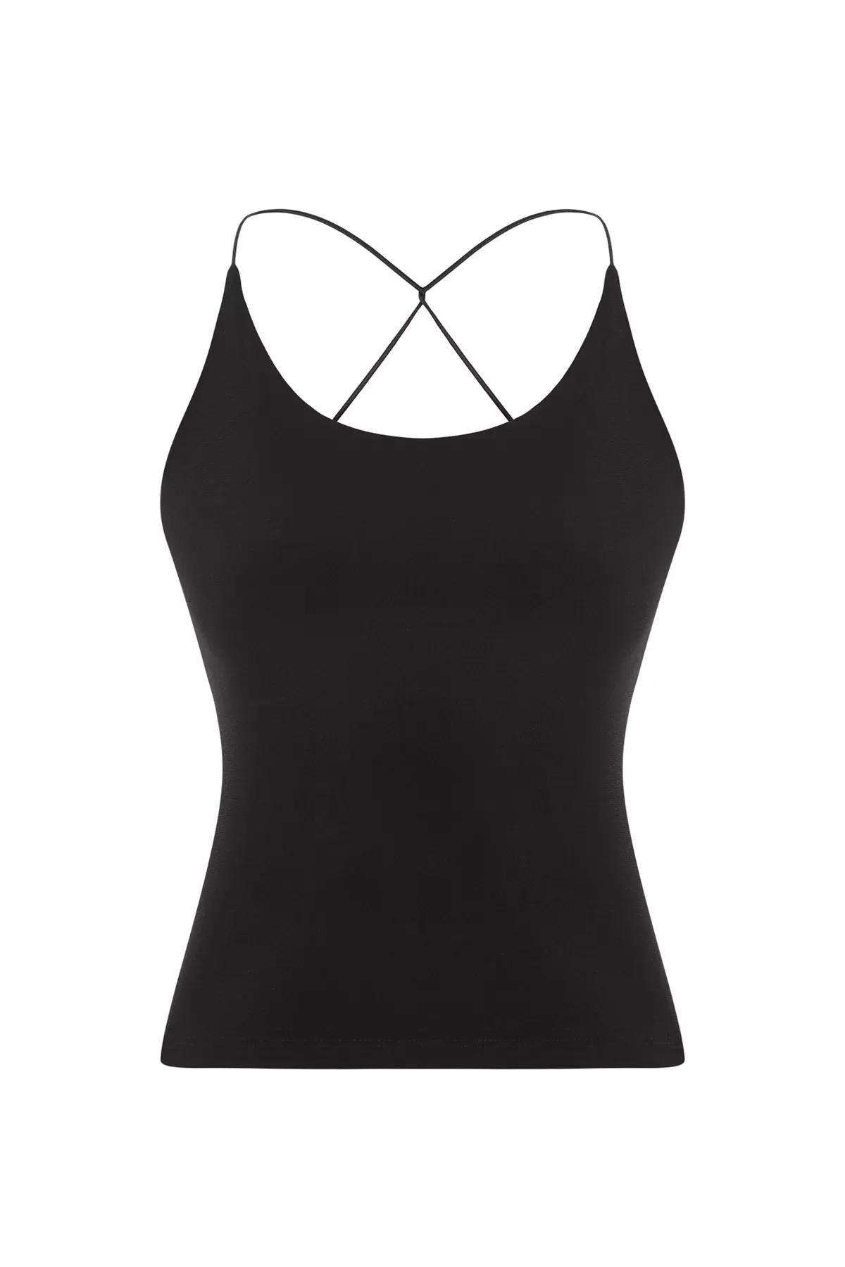 Black Cross Back Pool Collar Blouse, , large image number 4