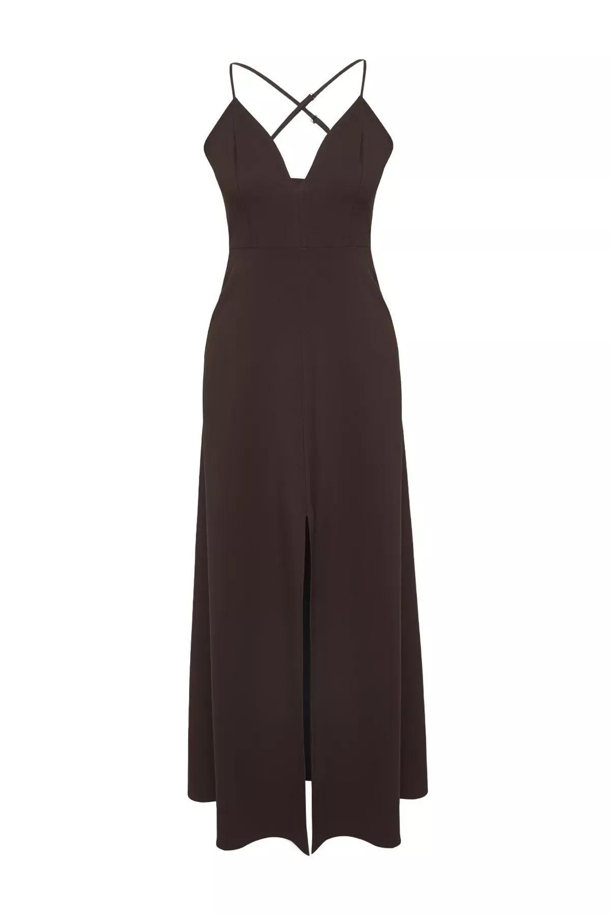 Brown Limited Edition Chiffon Occasionwear Dress, Dark brown, large image number 2