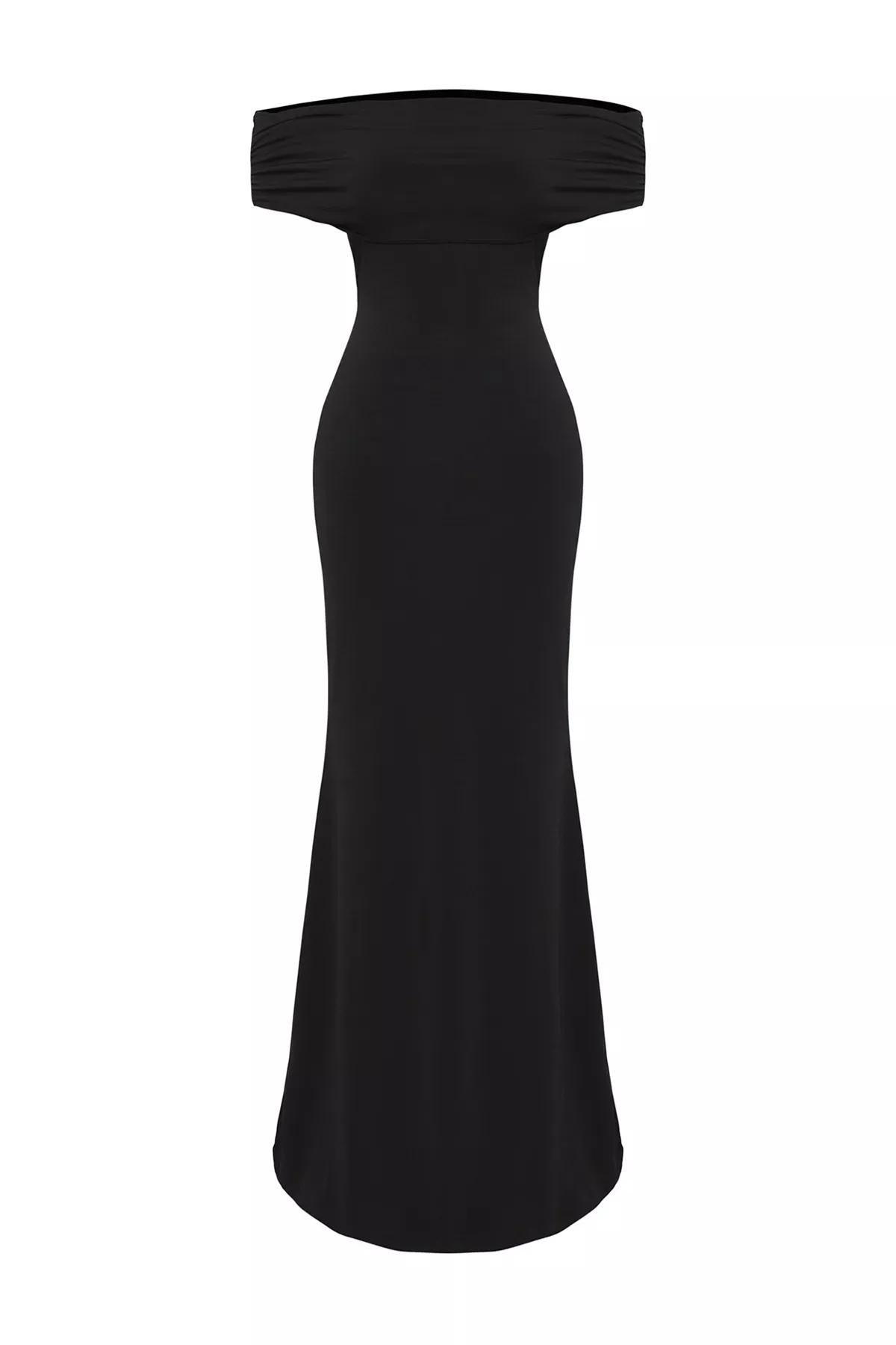 Black Knitted Occasionwear Dress, BLACK, medium