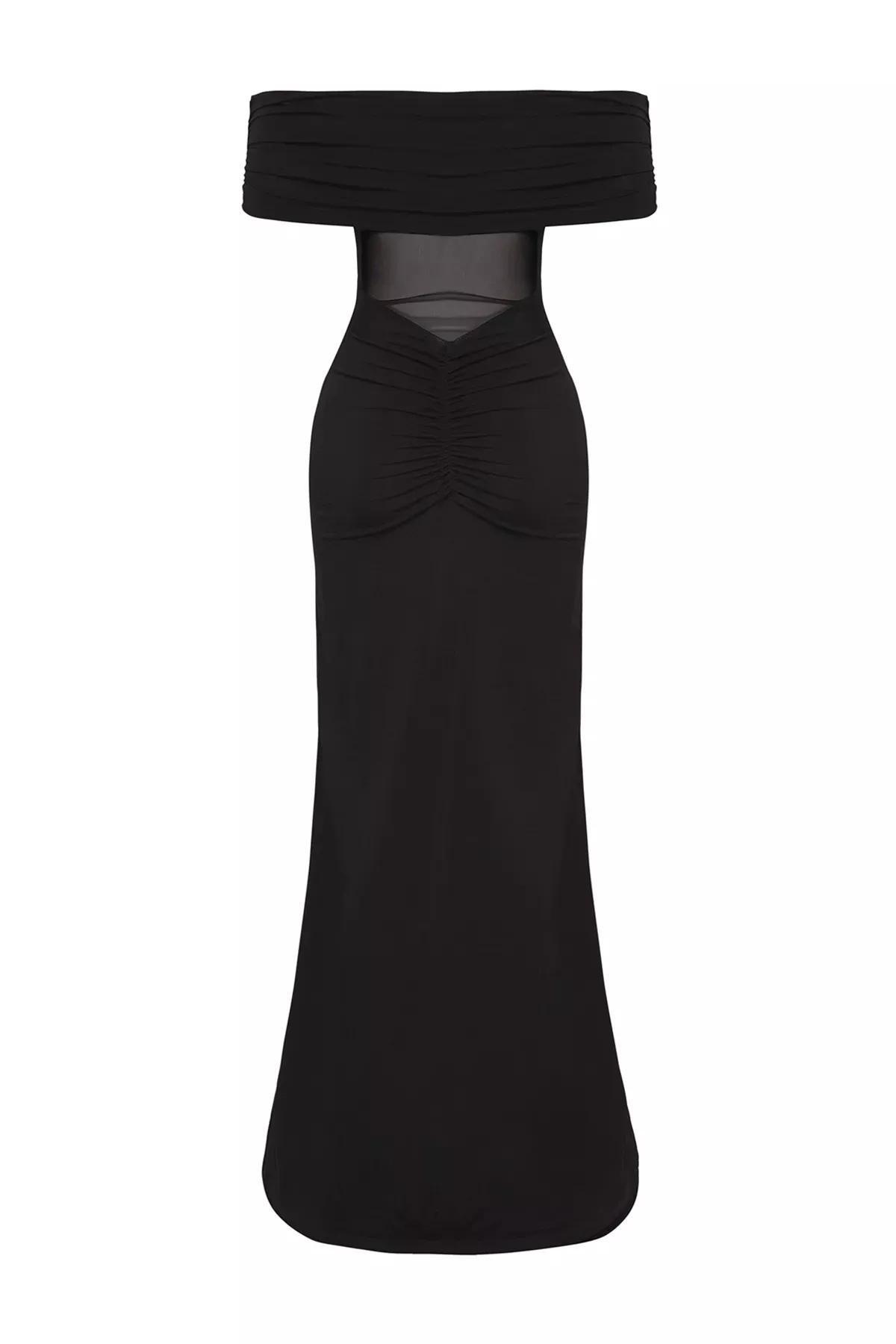 Black Knitted Occasionwear Dress, , large image number 4