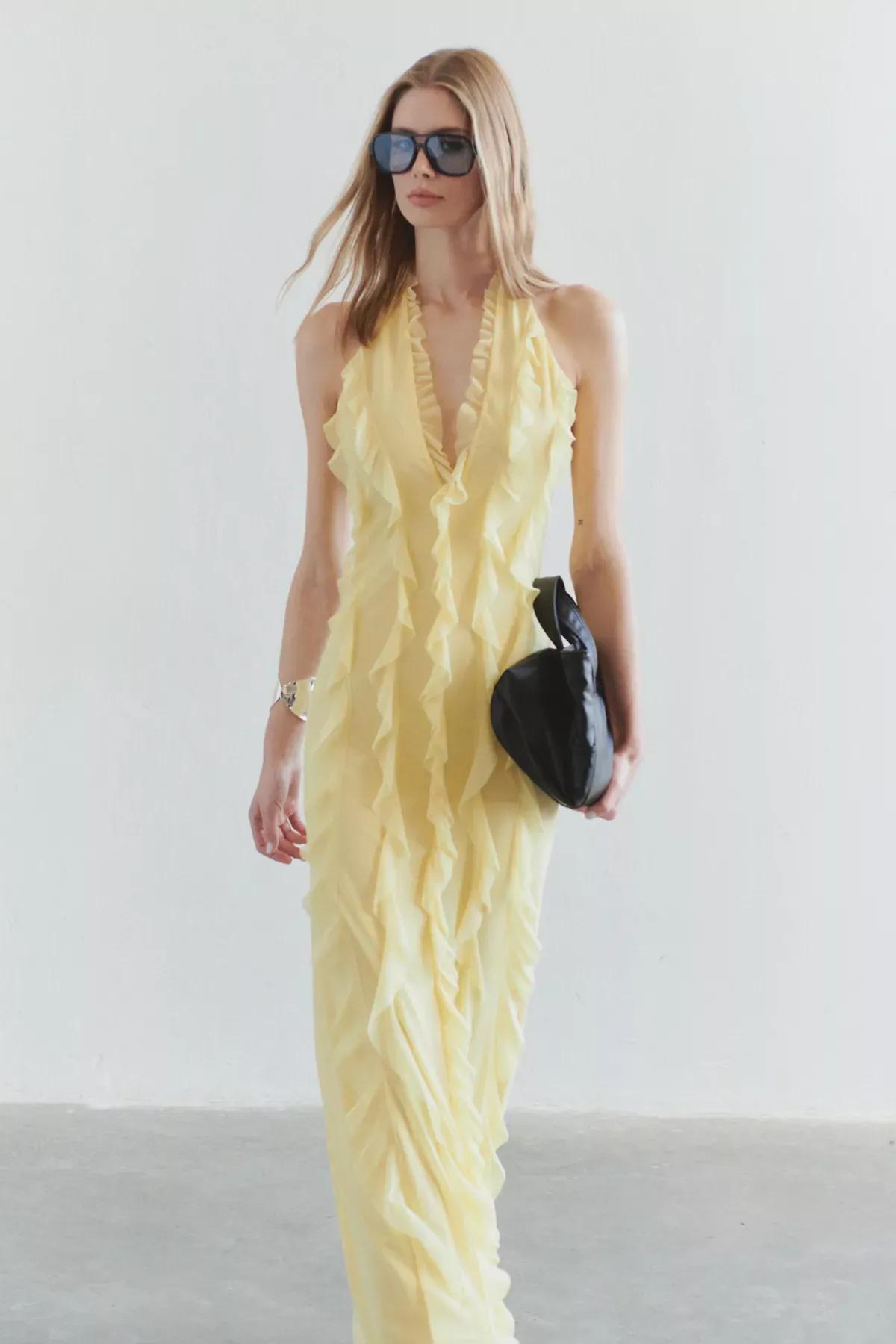 Yellow Limited Edition Ruffle Dress, LIGHT YELLOW, large image number 0