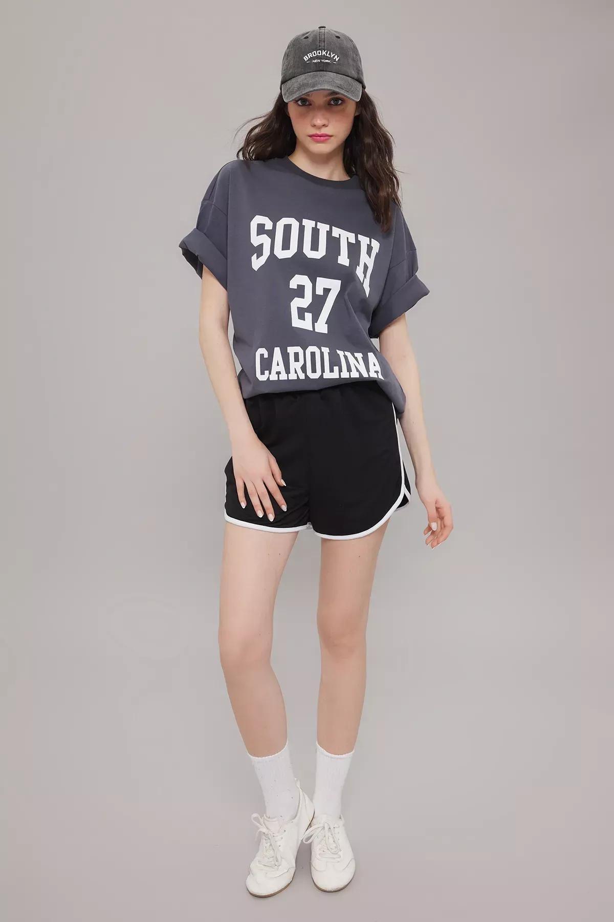 Black Color Block High-Waist Shorts, , medium