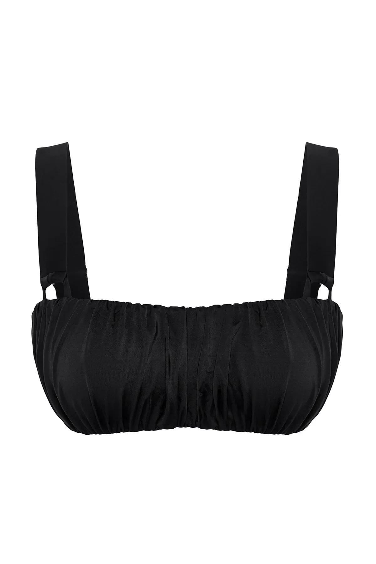 Black Bralettete Draped Bikini Top, C101_2094, large image number 4
