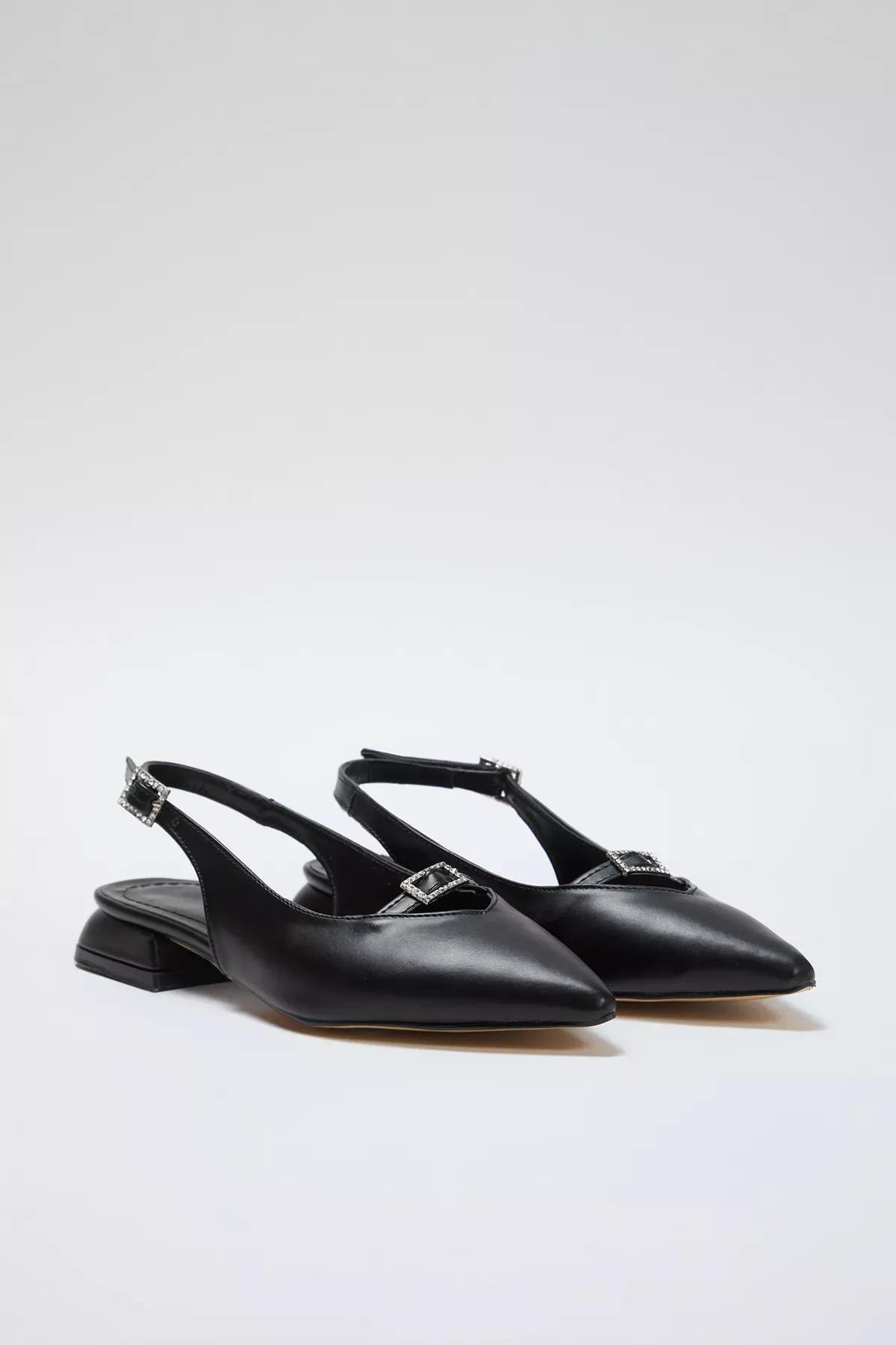 Black Grey Open Ballerinas, , large image number 1