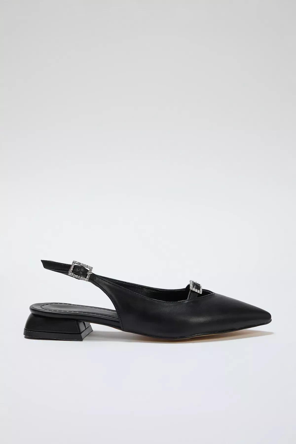 Black Grey Open Ballerinas, , large image number 4