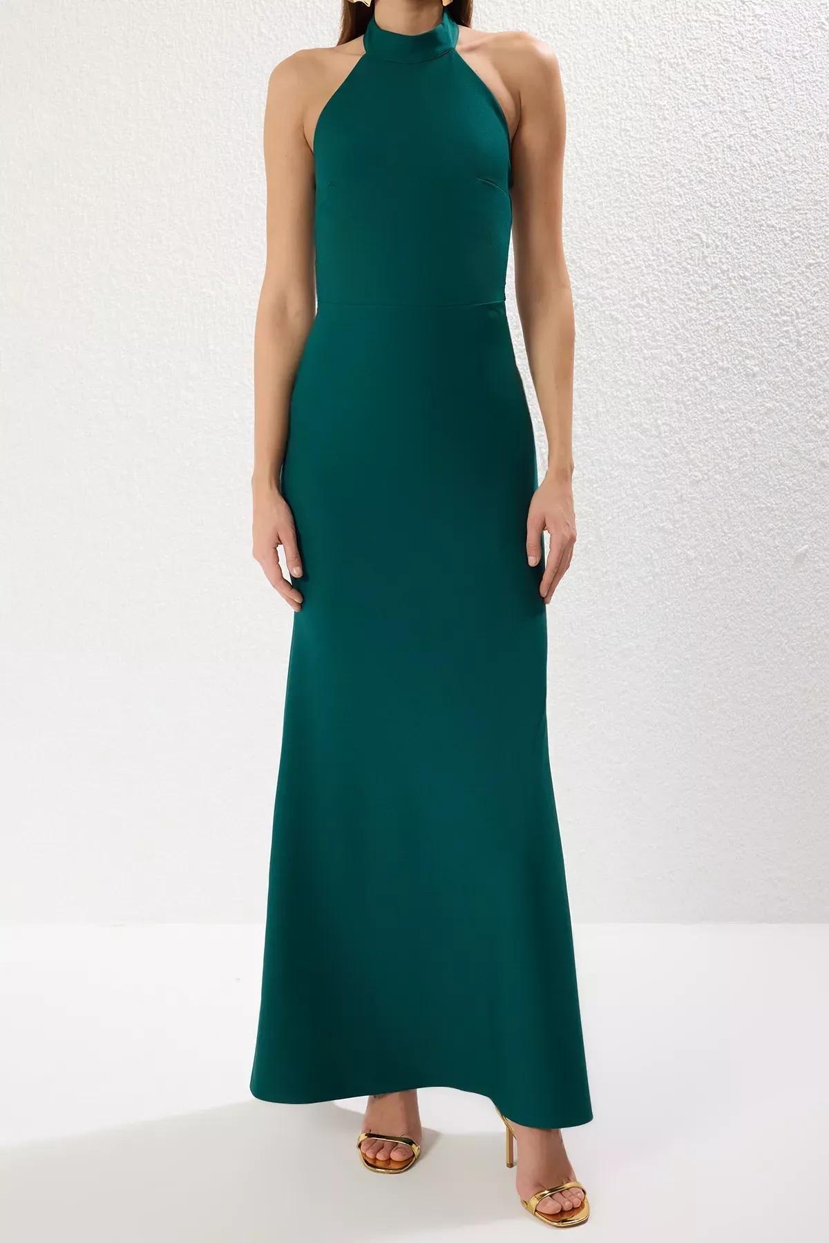 Green Fish Cut Maxi Occasionwear Dress, , large image number 2
