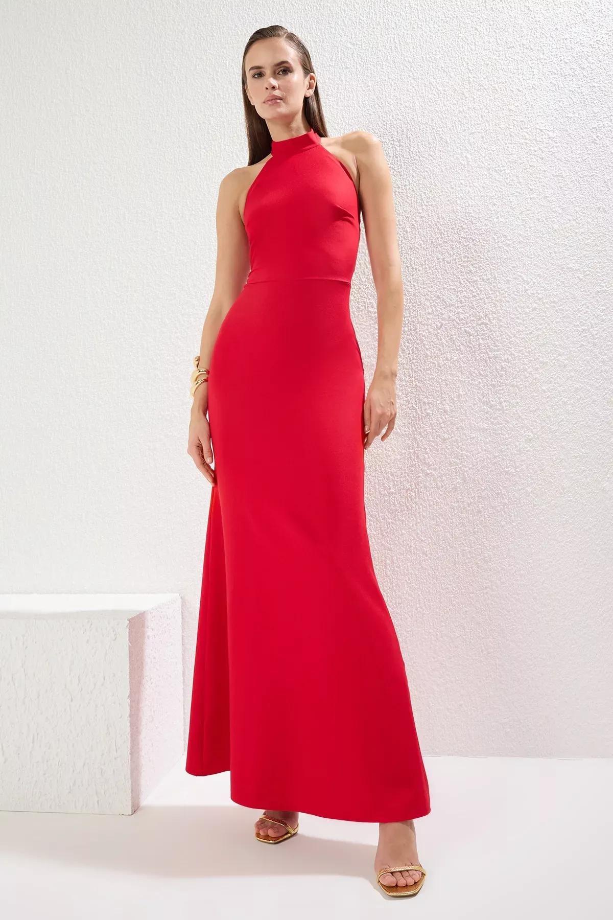Red Woven Maxi Chic Occasionwear Dress, , large image number 0