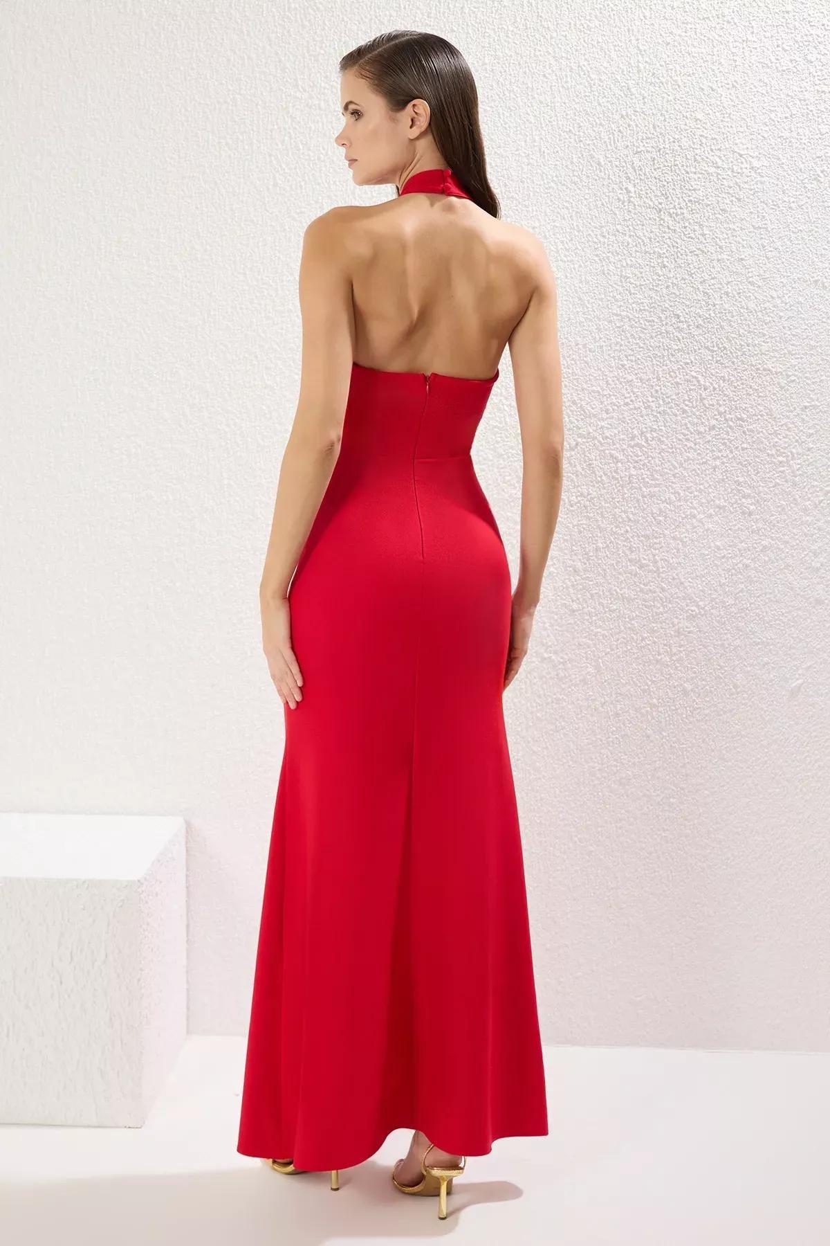 Red Woven Maxi Chic Occasionwear Dress, , large image number 4