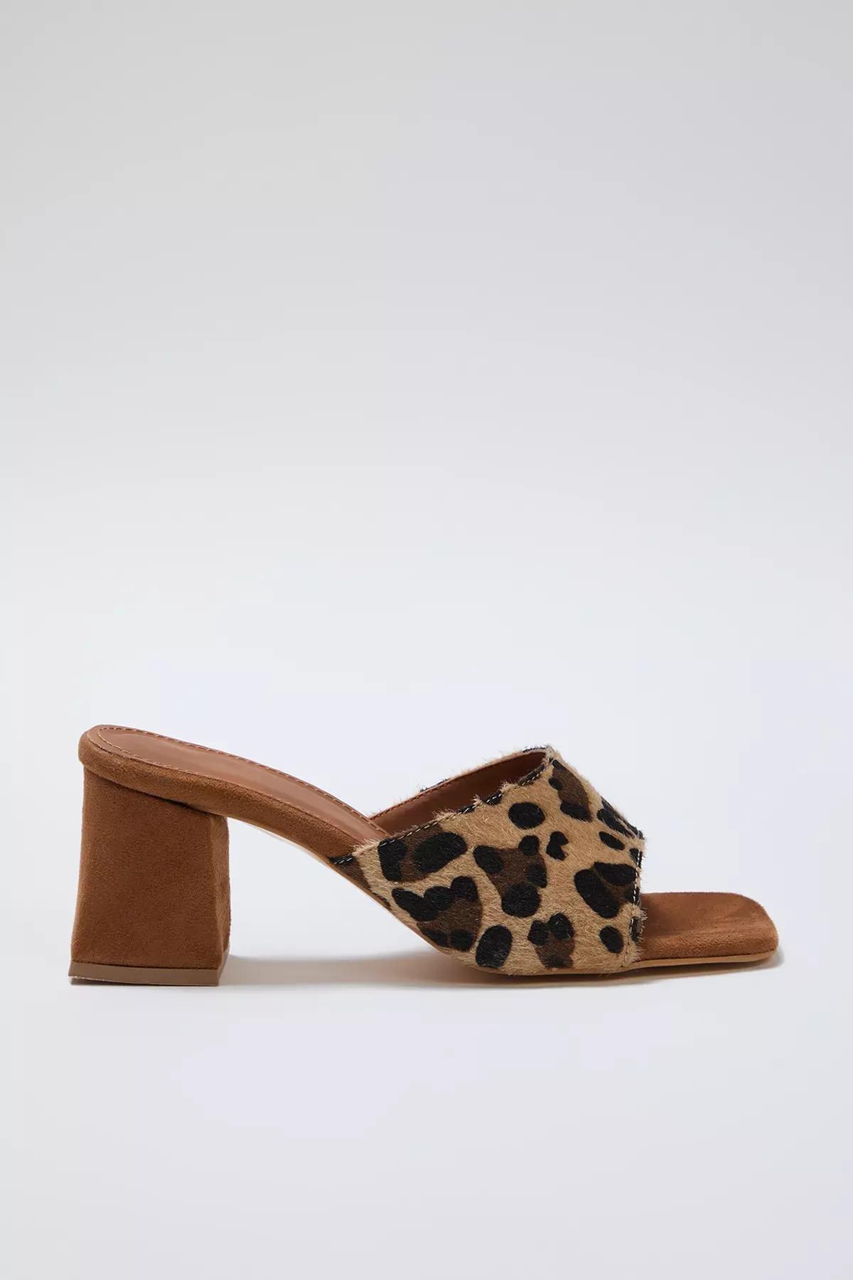 Multicolour Leopard Heeled Slippers, , large image number 0