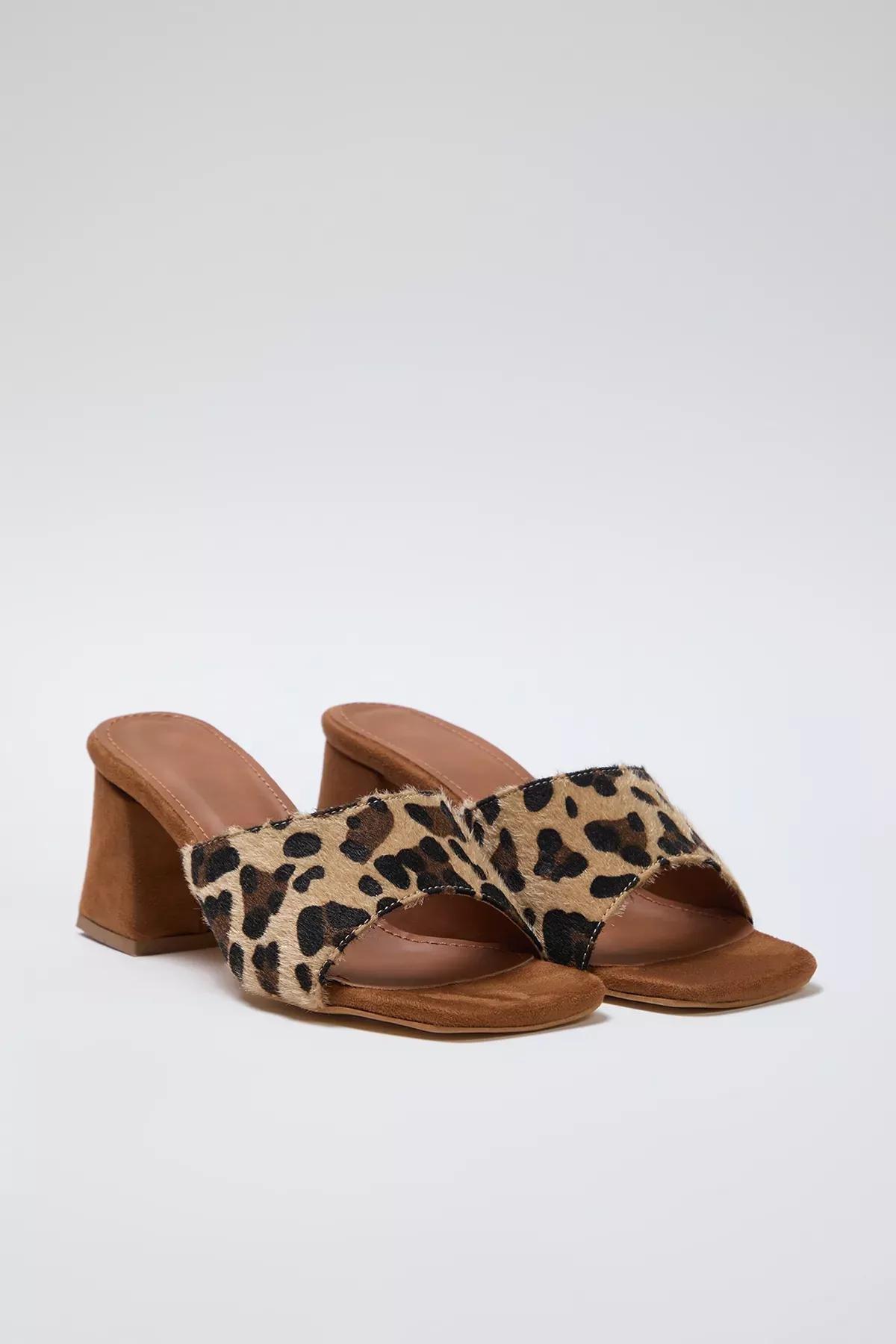 Multicolour Leopard Heeled Slippers, , large image number 1