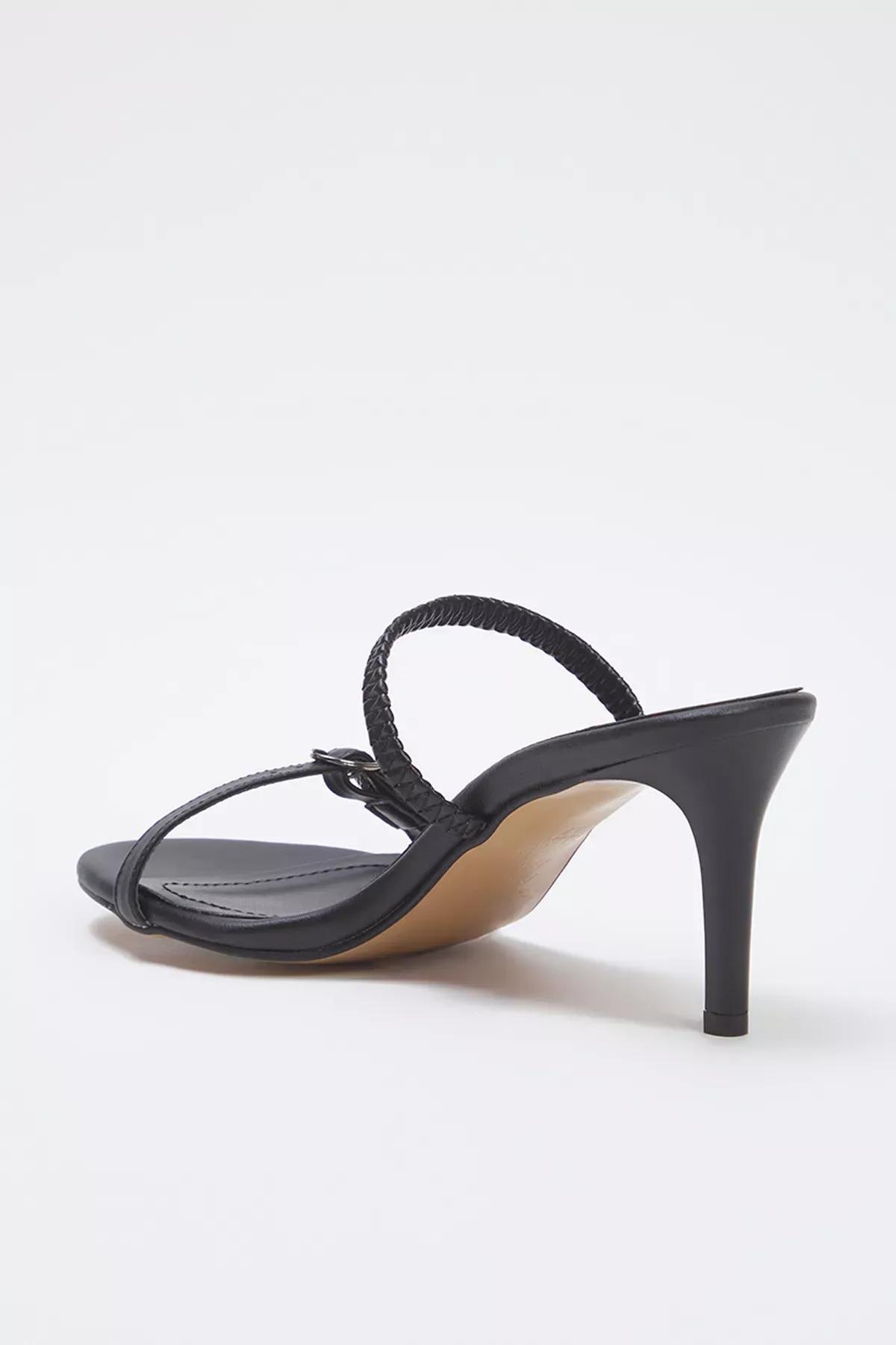 Black Buckle Detailed Heeled Sandals, , large image number 3
