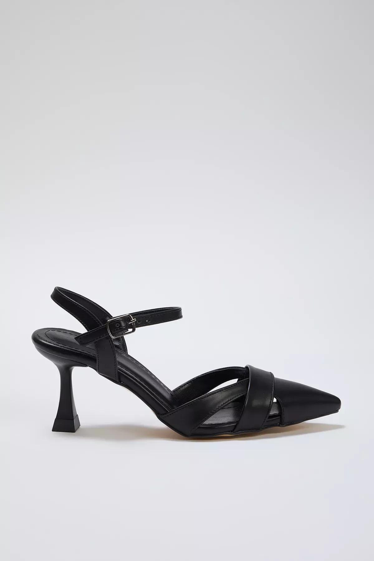 Black Pointed Toe Classic Heeled Shoes, , large image number 0