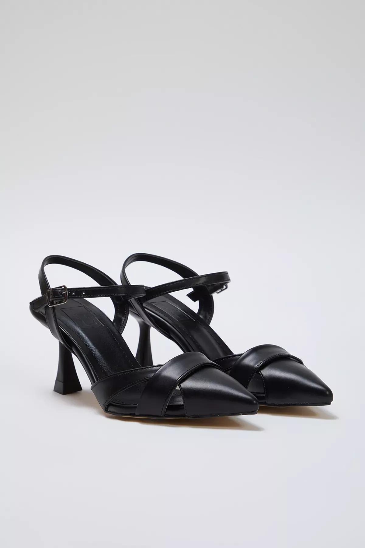 Black Pointed Toe Classic Heeled Shoes, , large image number 1
