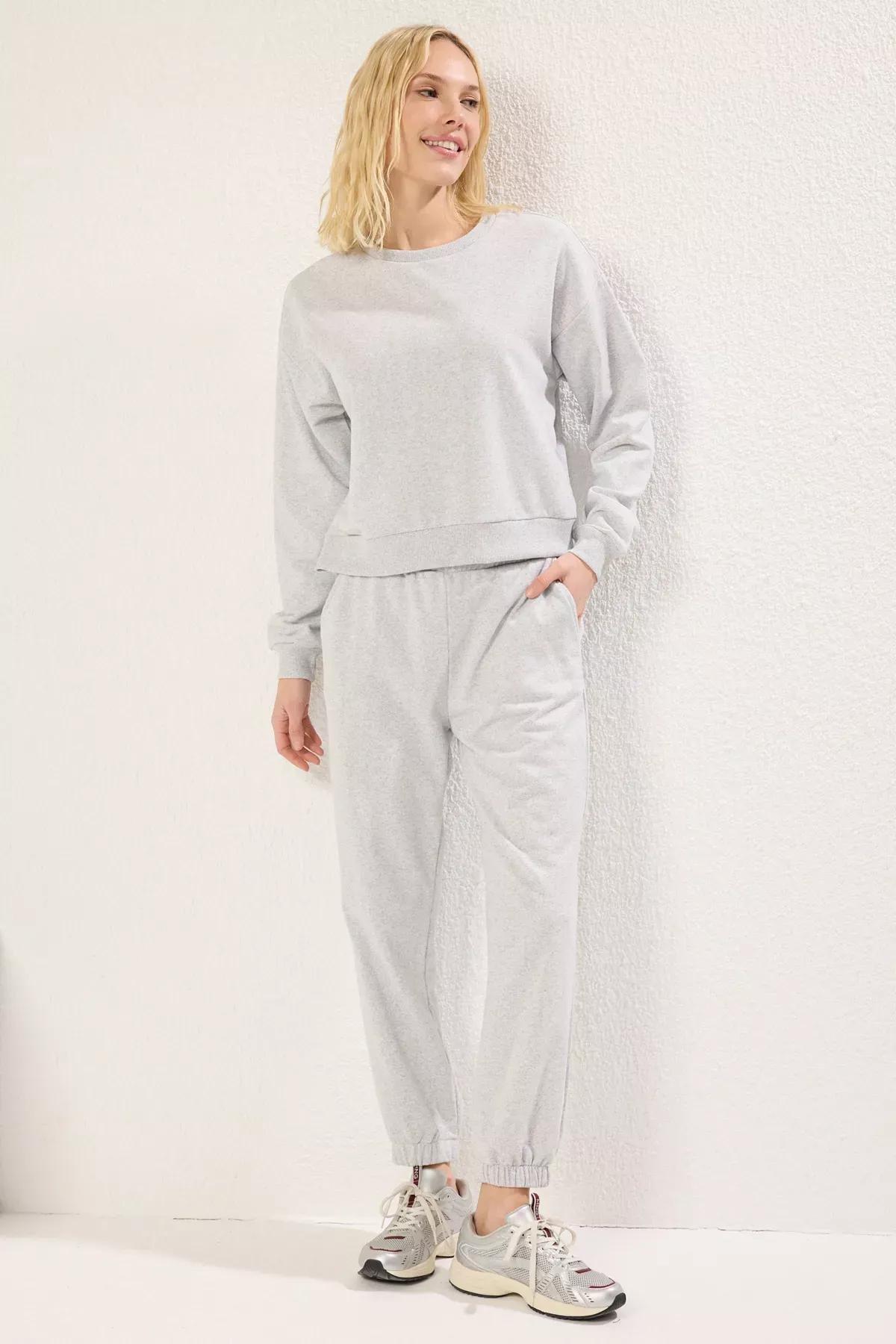 Grey Crew Neck Knit Tracksuit, , large image number 0