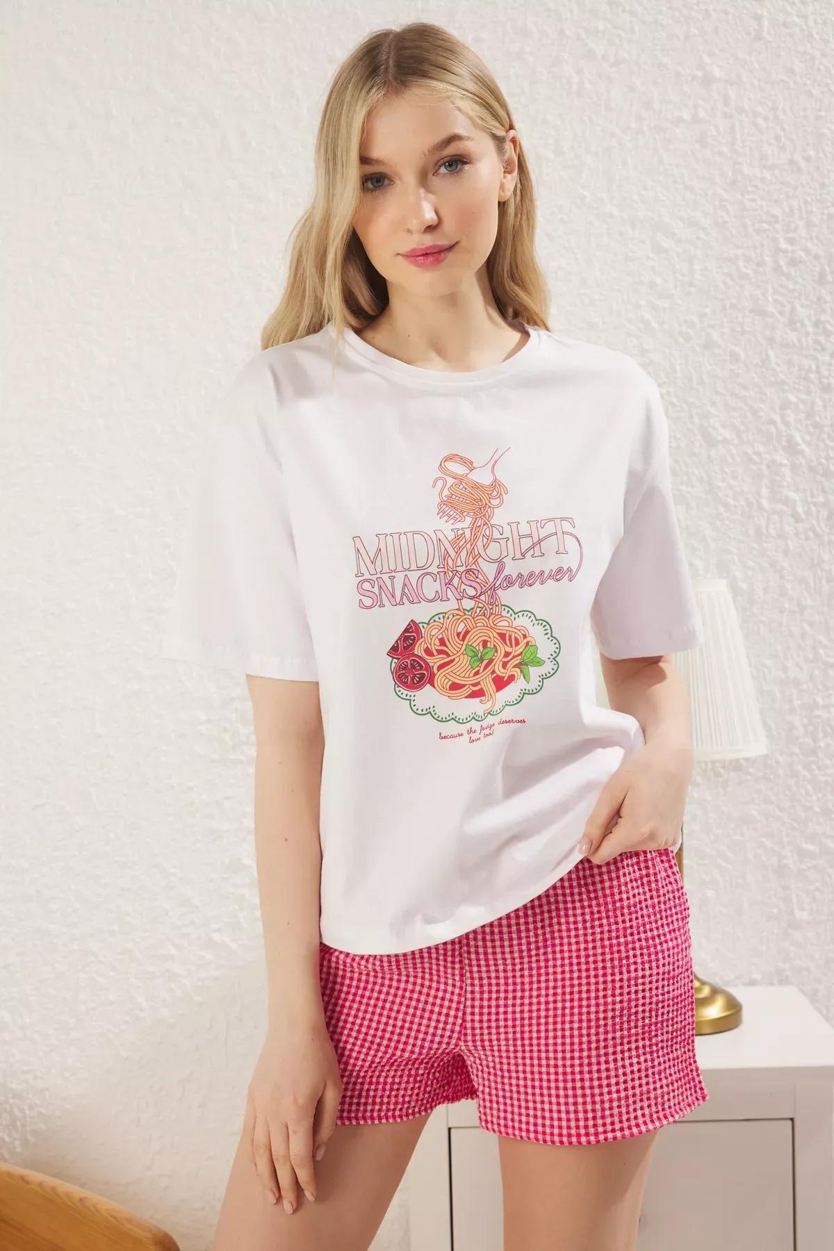 White-Pink Checkered Pajama Set, White-Pink, large image number 2