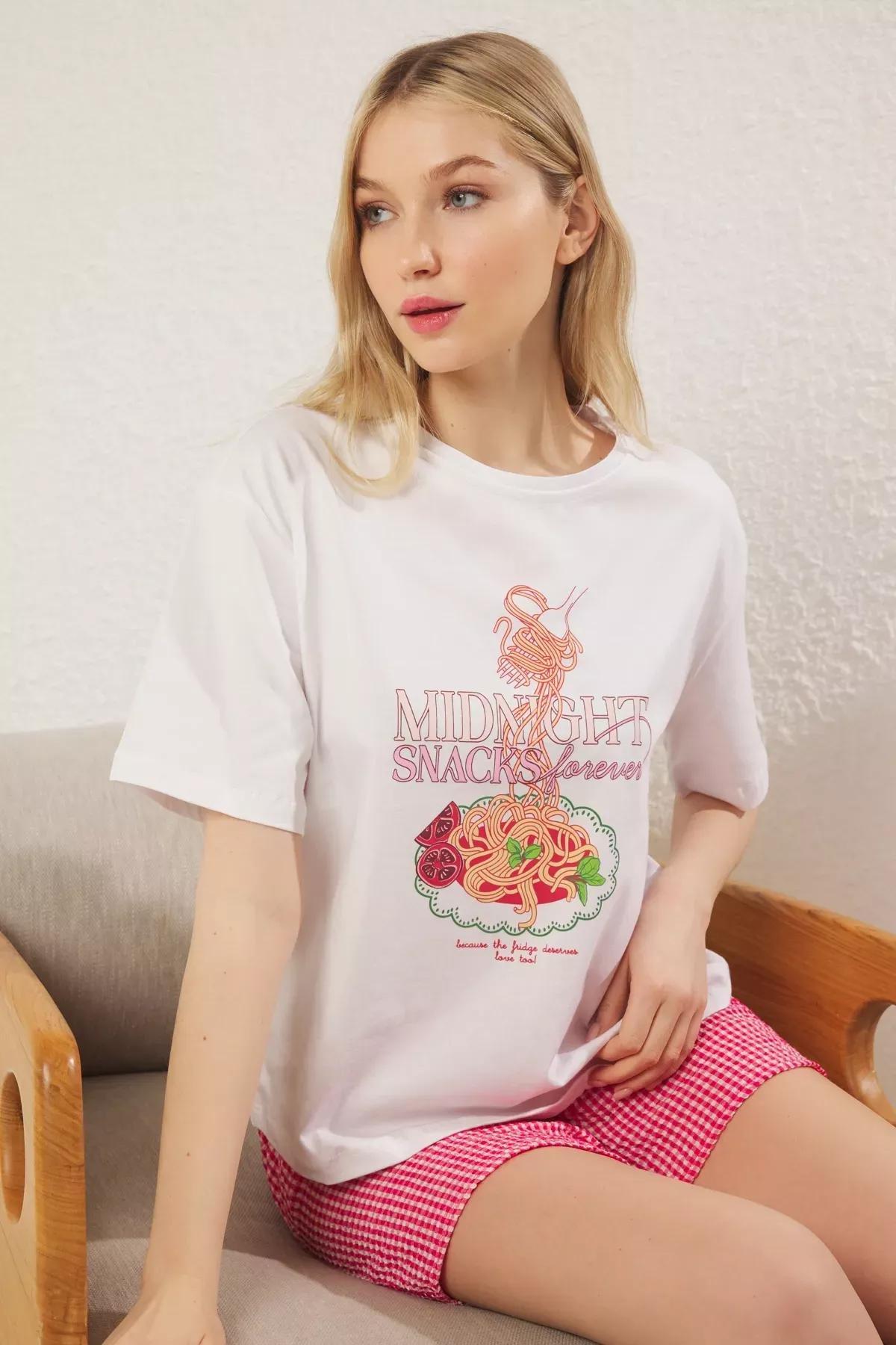 White-Pink Checkered Pajama Set, White-Pink, large image number 3