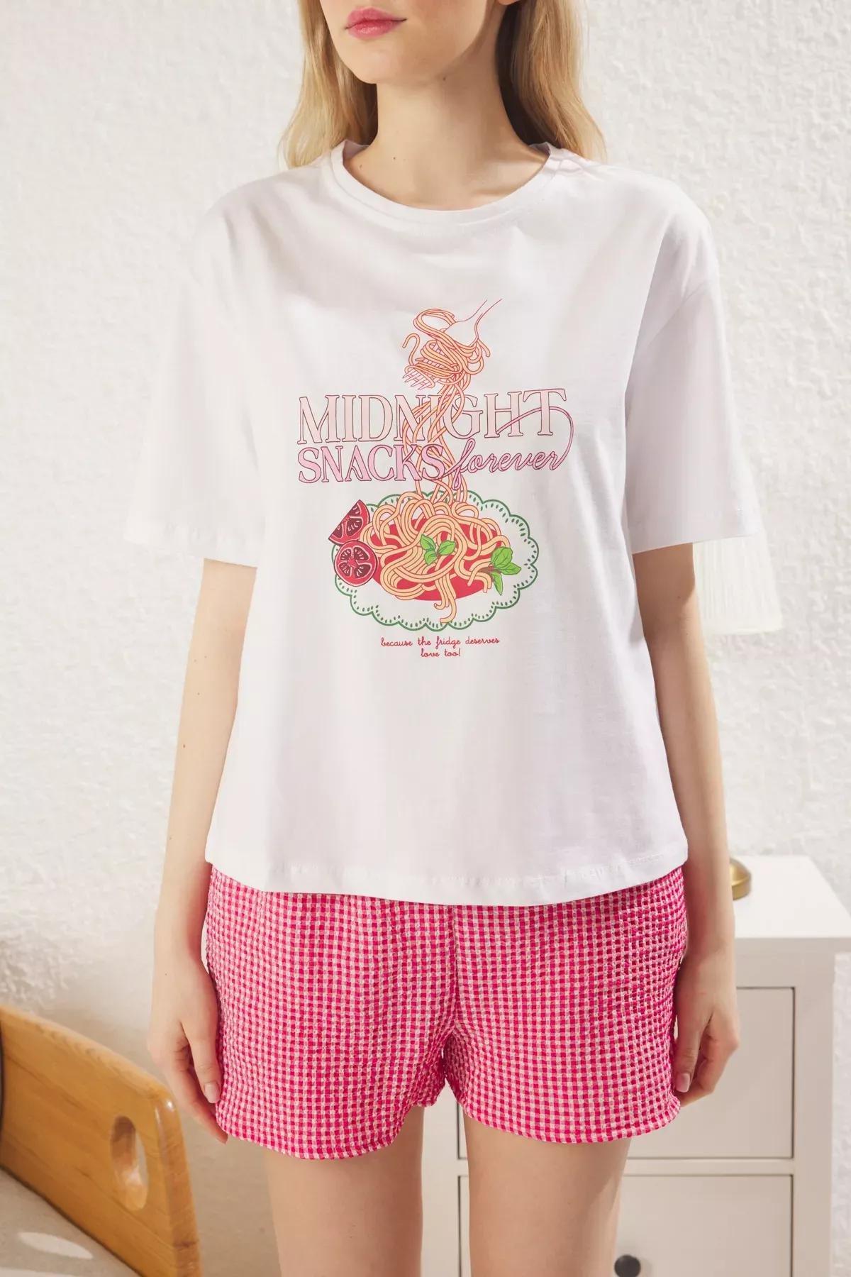 White-Pink Checkered Pajama Set, White-Pink, large image number 4
