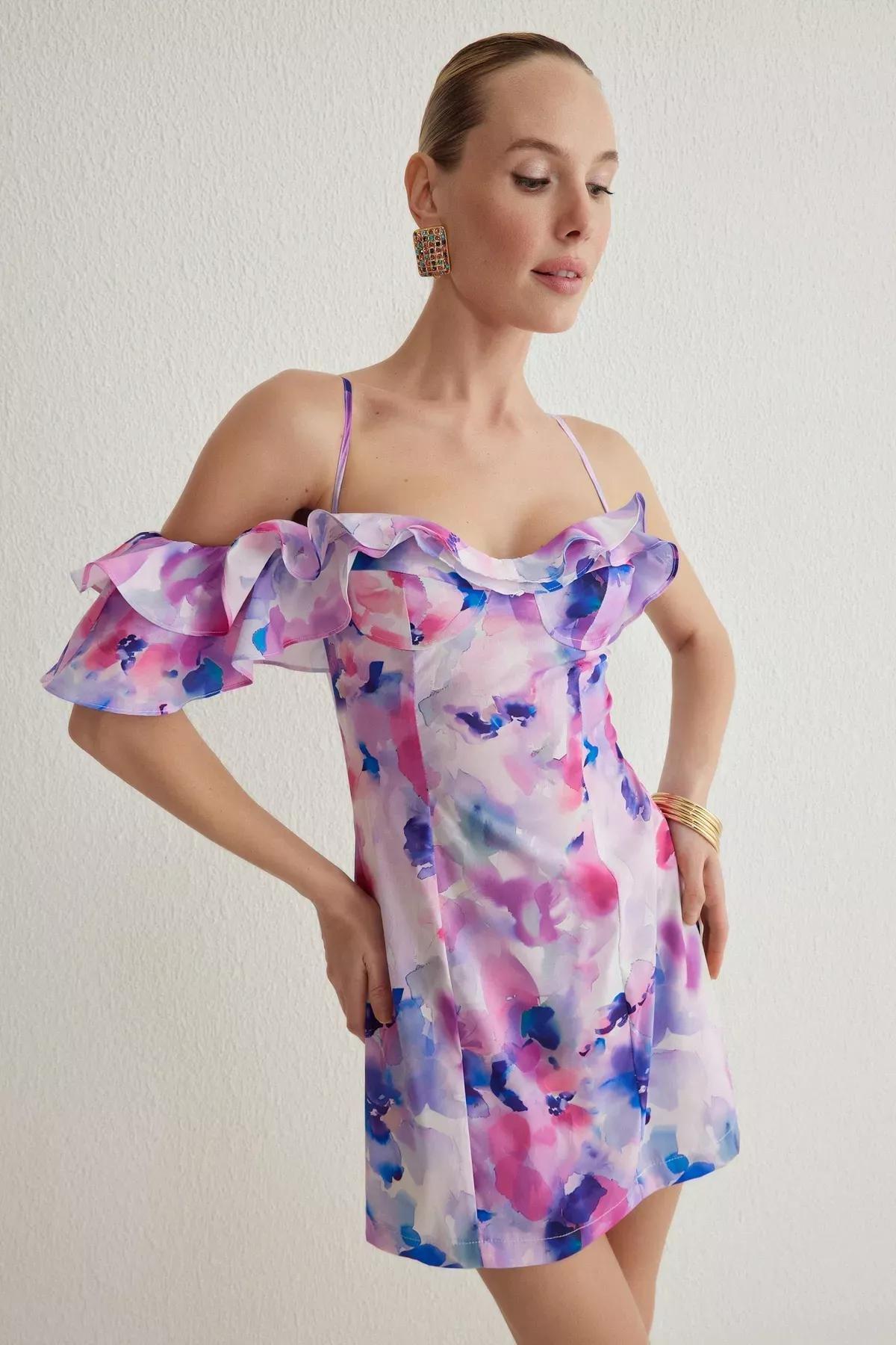 Multicolour Bodycon Floral Elegant Dress, , large image number 0