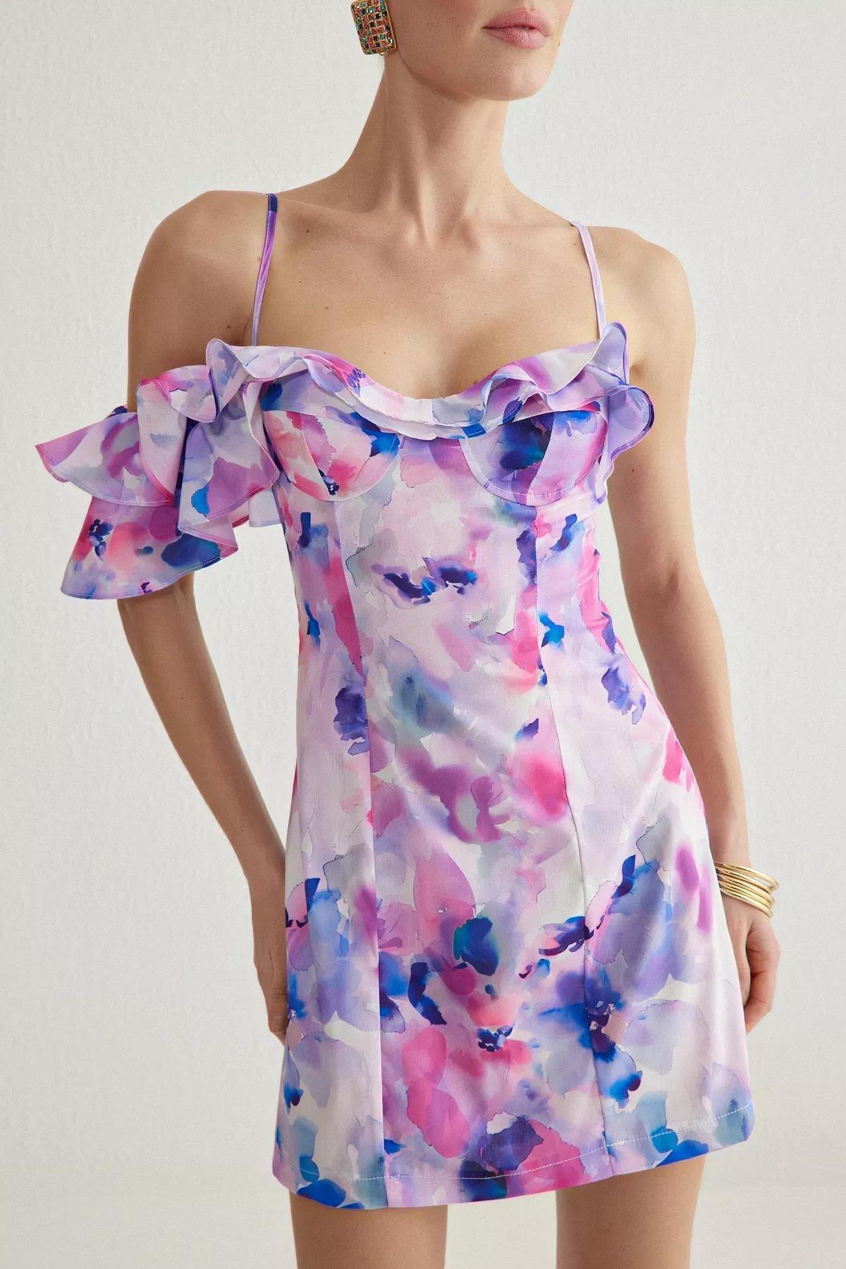 Multicolour Bodycon Floral Elegant Dress, , large image number 2