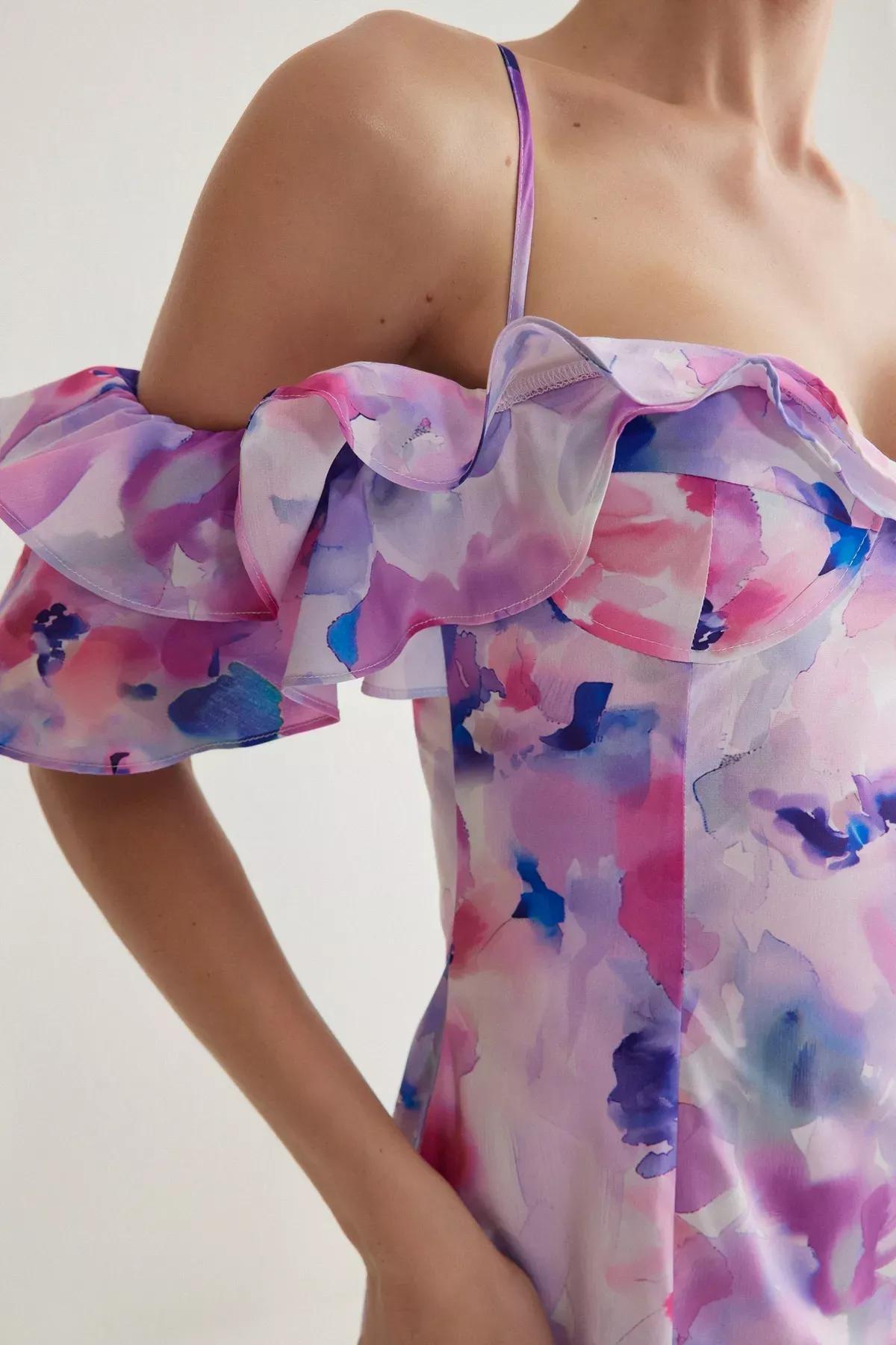 Multicolour Bodycon Floral Elegant Dress, , large image number 3