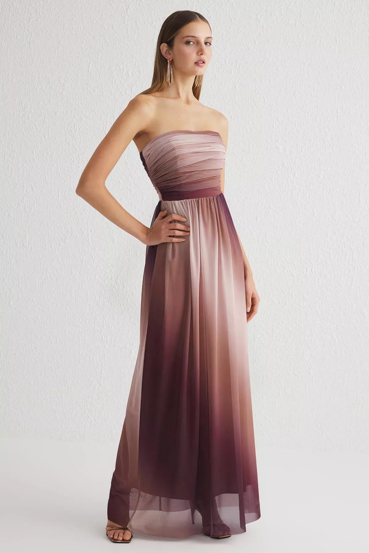 Multicolour A-Line Draped Detailed Knitted Occasionwear Dress, , large image number 0