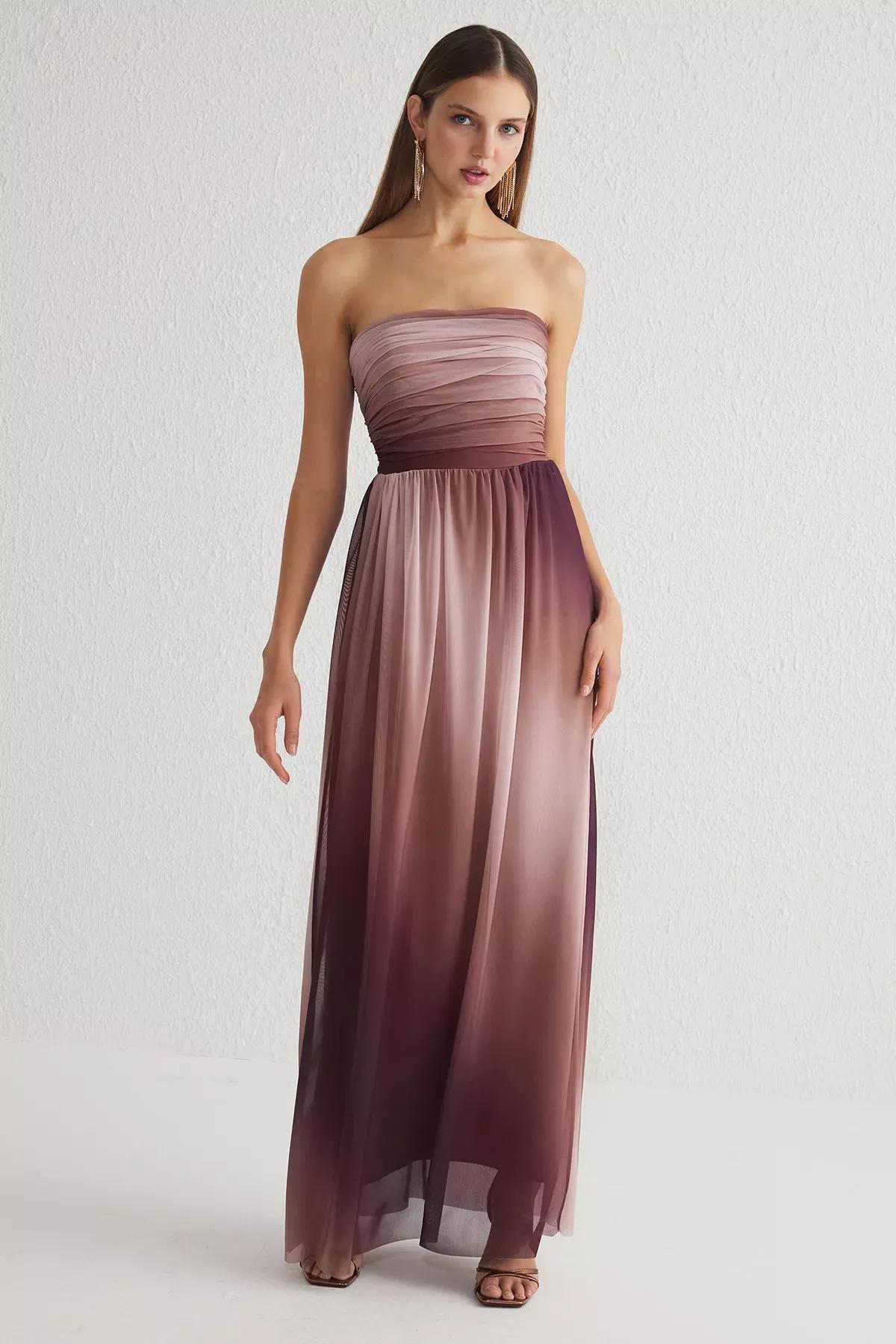 Multicolour A-Line Draped Detailed Knitted Occasionwear Dress, , large image number 1