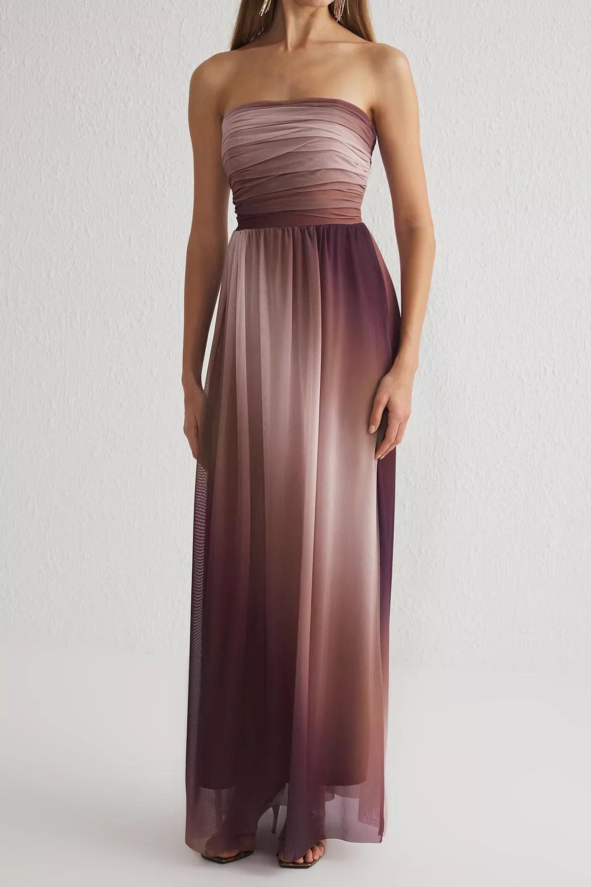 Multicolour A-Line Draped Detailed Knitted Occasionwear Dress, , large image number 2