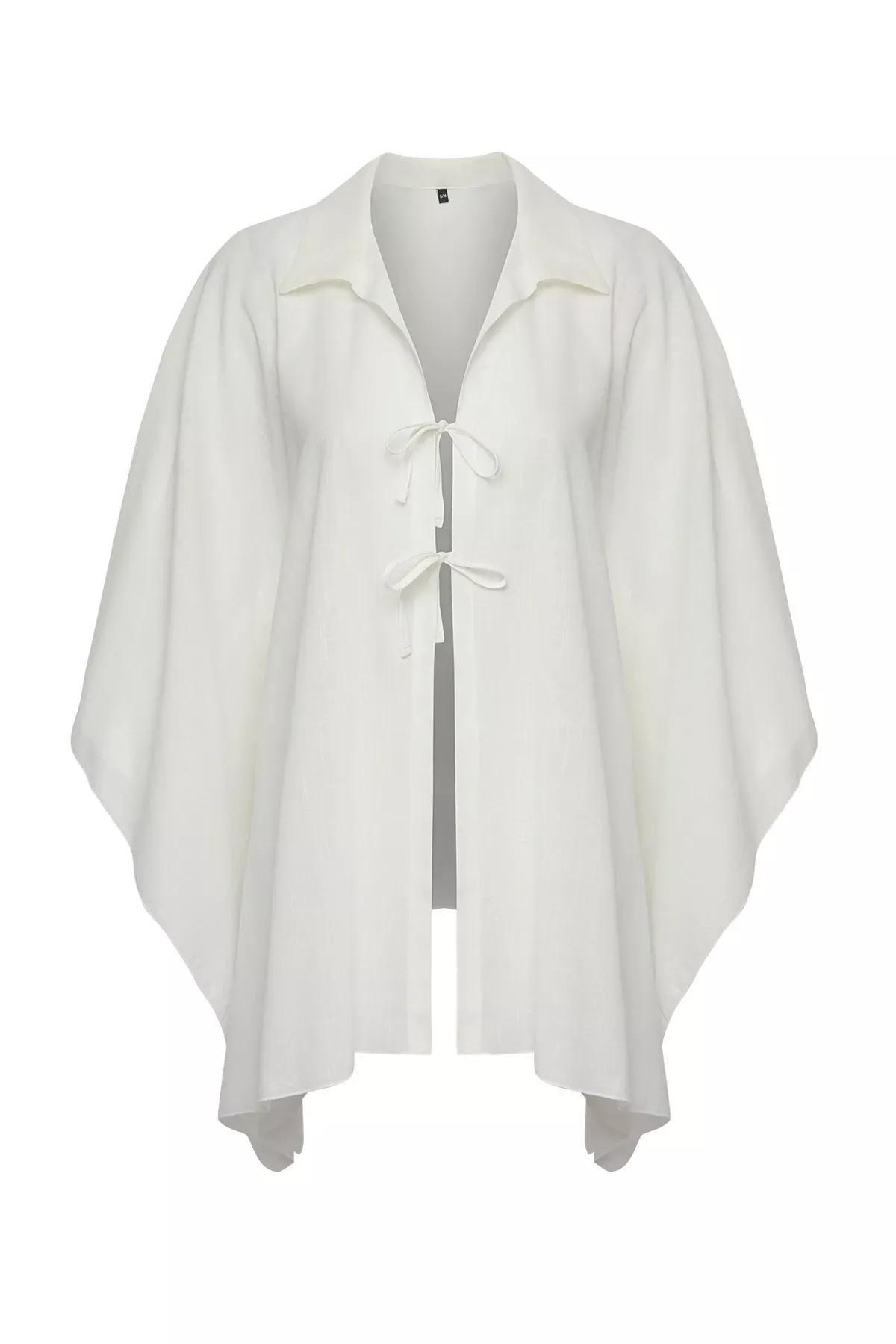 Beige Bat Sleeve Shirt, Ecru, large image number 4