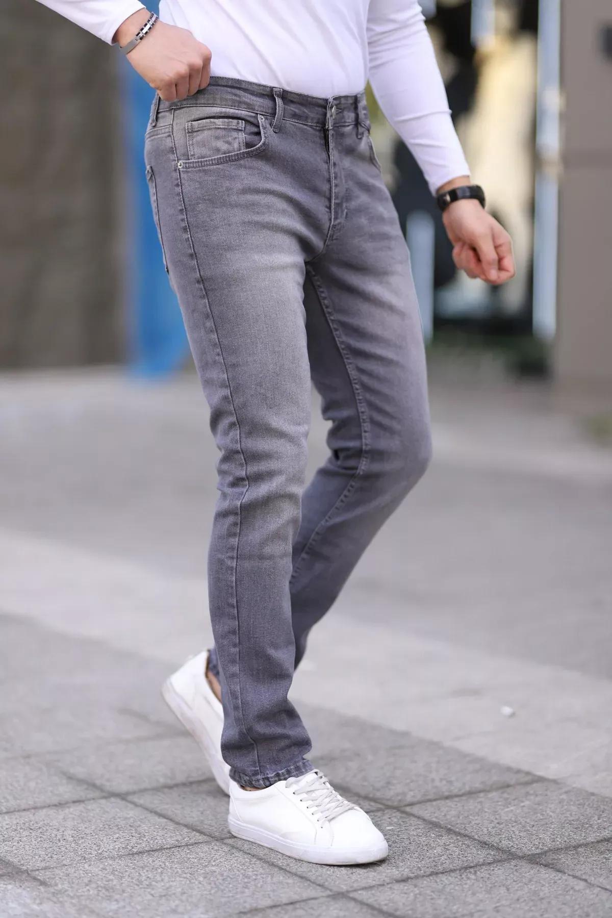 Grey Regular Fit Stretch Fabric Jeans, , large image number 0