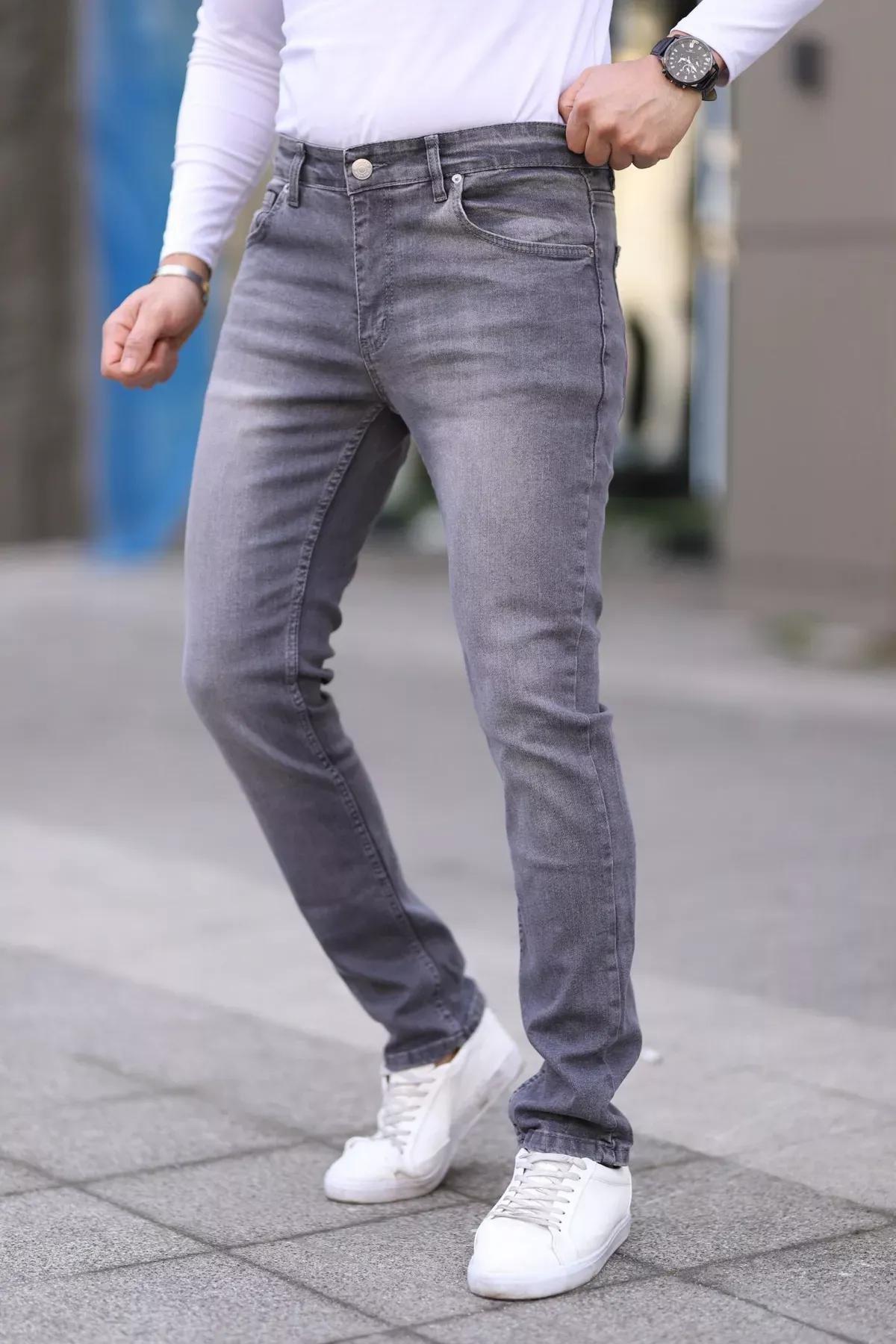 Grey Regular Fit Stretch Fabric Jeans, , large image number 1