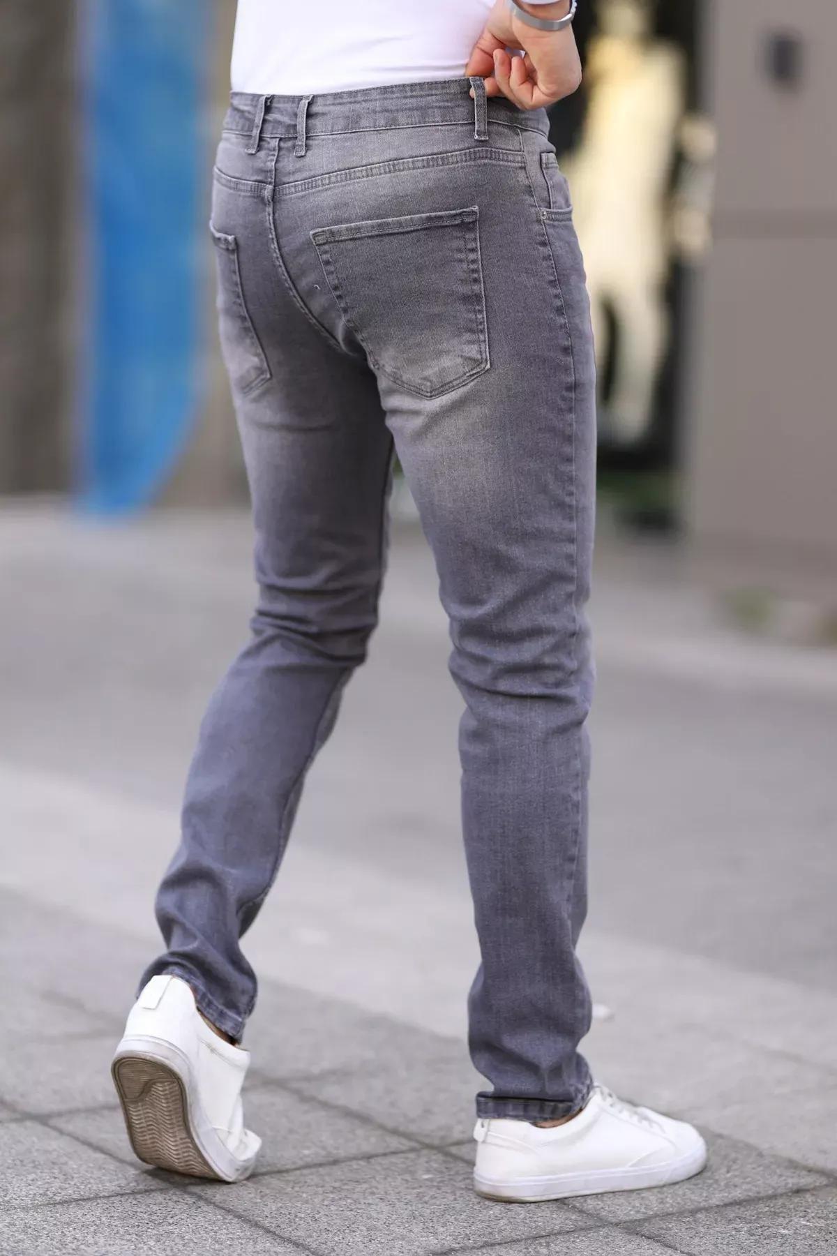 Grey Regular Fit Stretch Fabric Jeans, , large image number 4