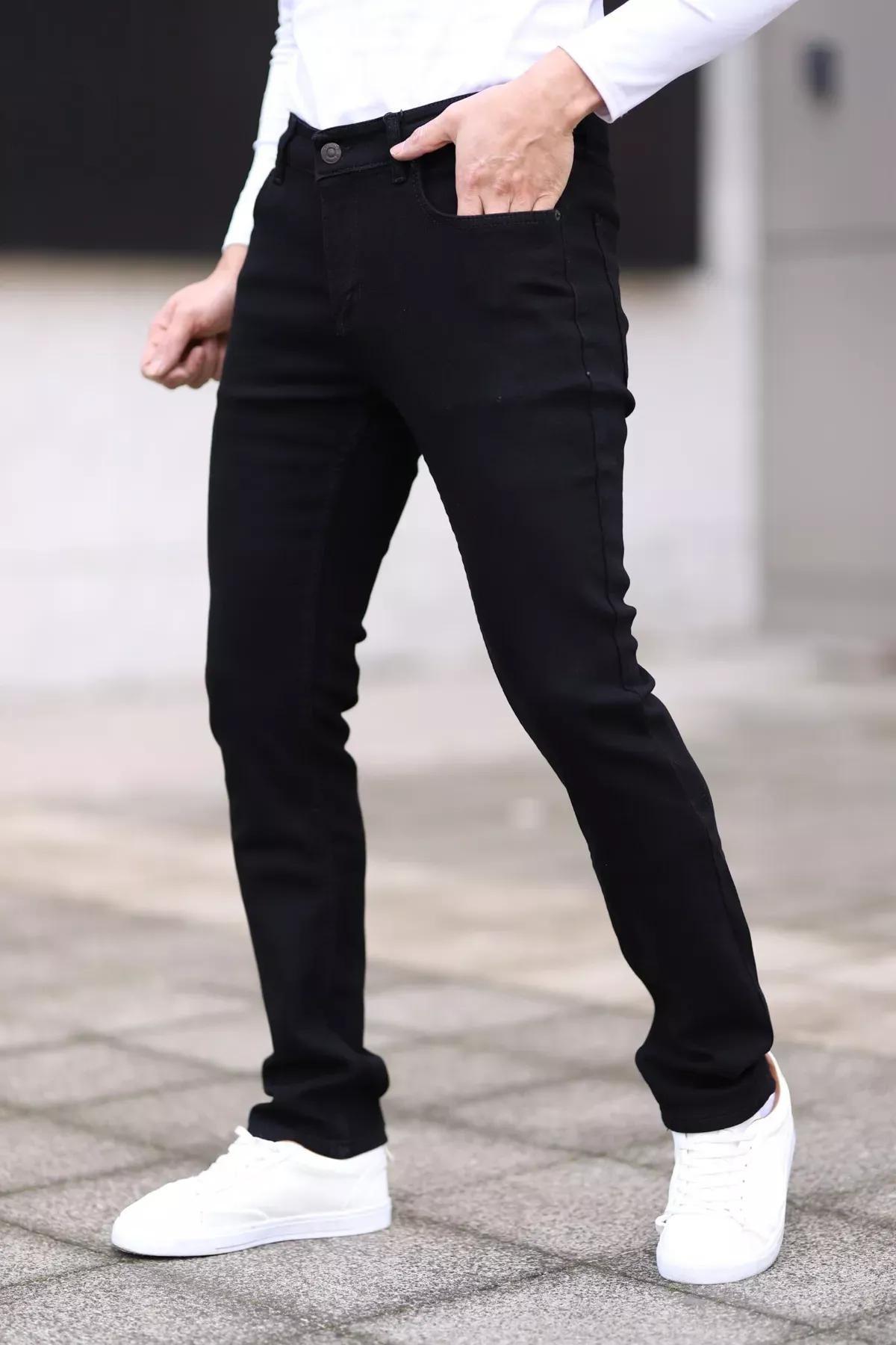 Black Stretch Fabric Jeans, BLACK, medium