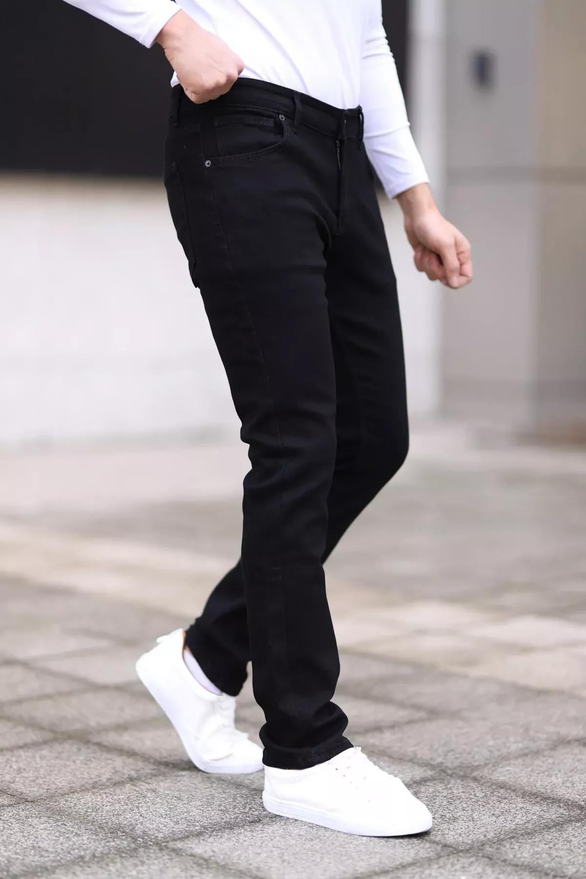 Black Stretch Fabric Jeans, BLACK, medium