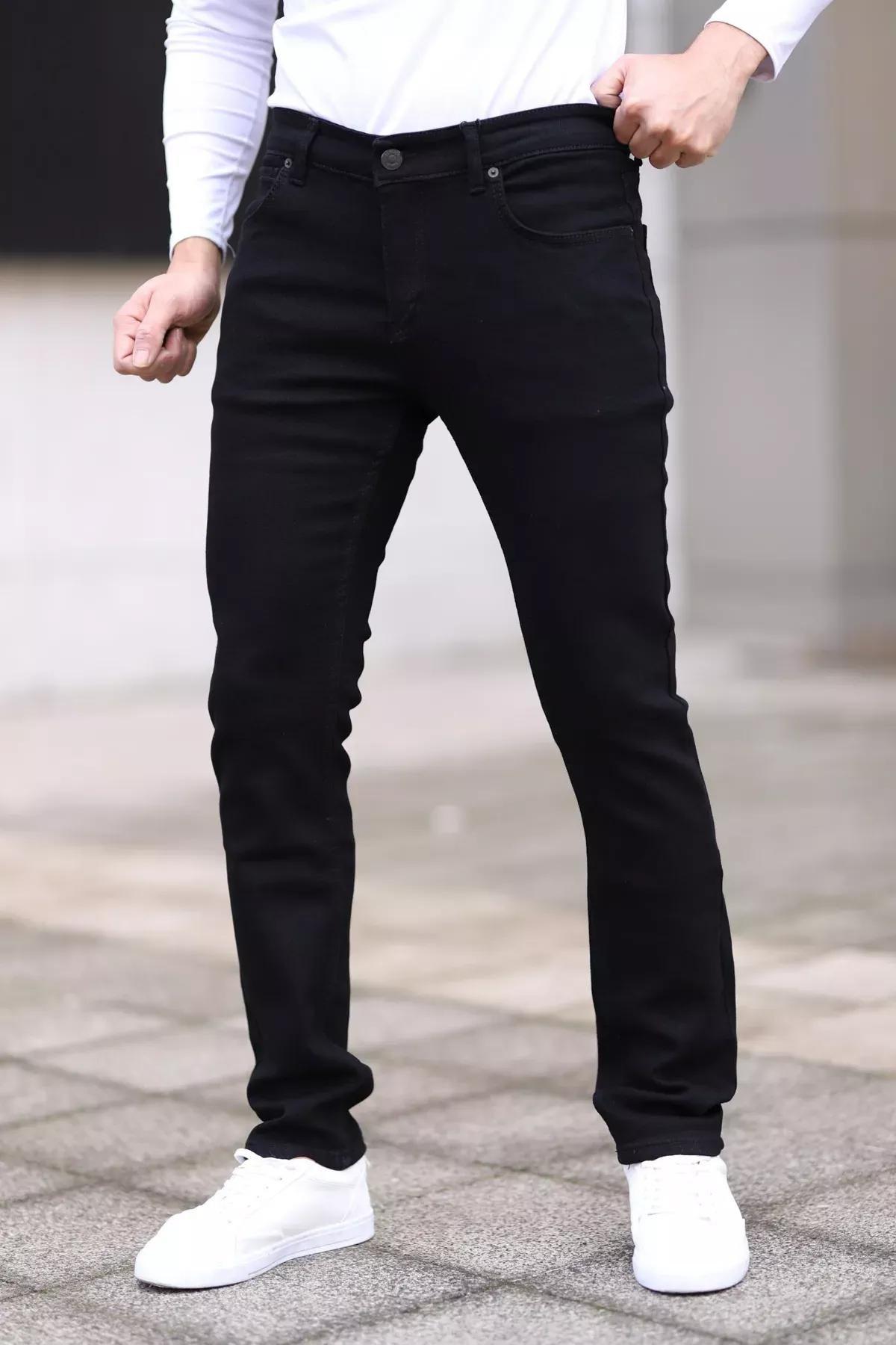 Black Stretch Fabric Jeans, BLACK, medium