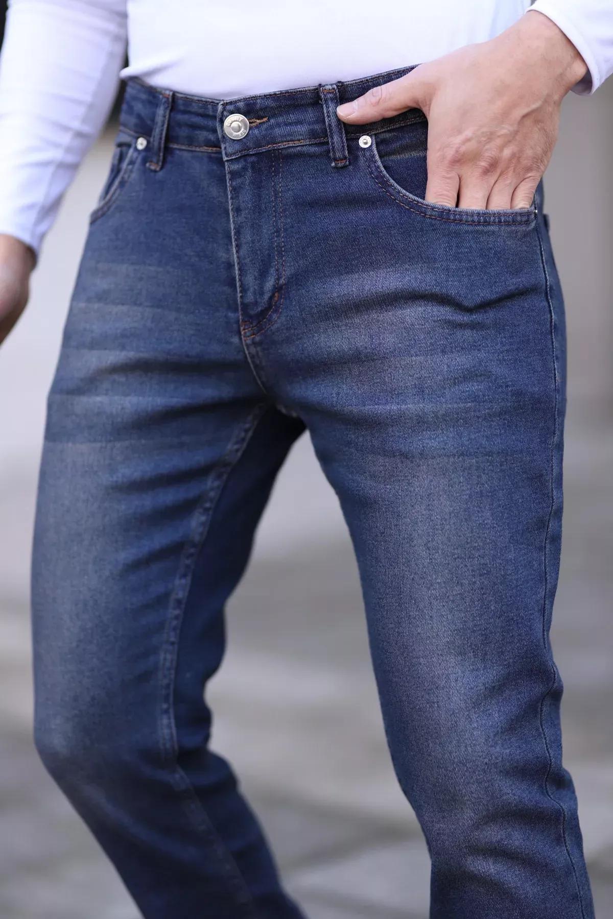 Navy Flexible Jeans Trousers, , large image number 2