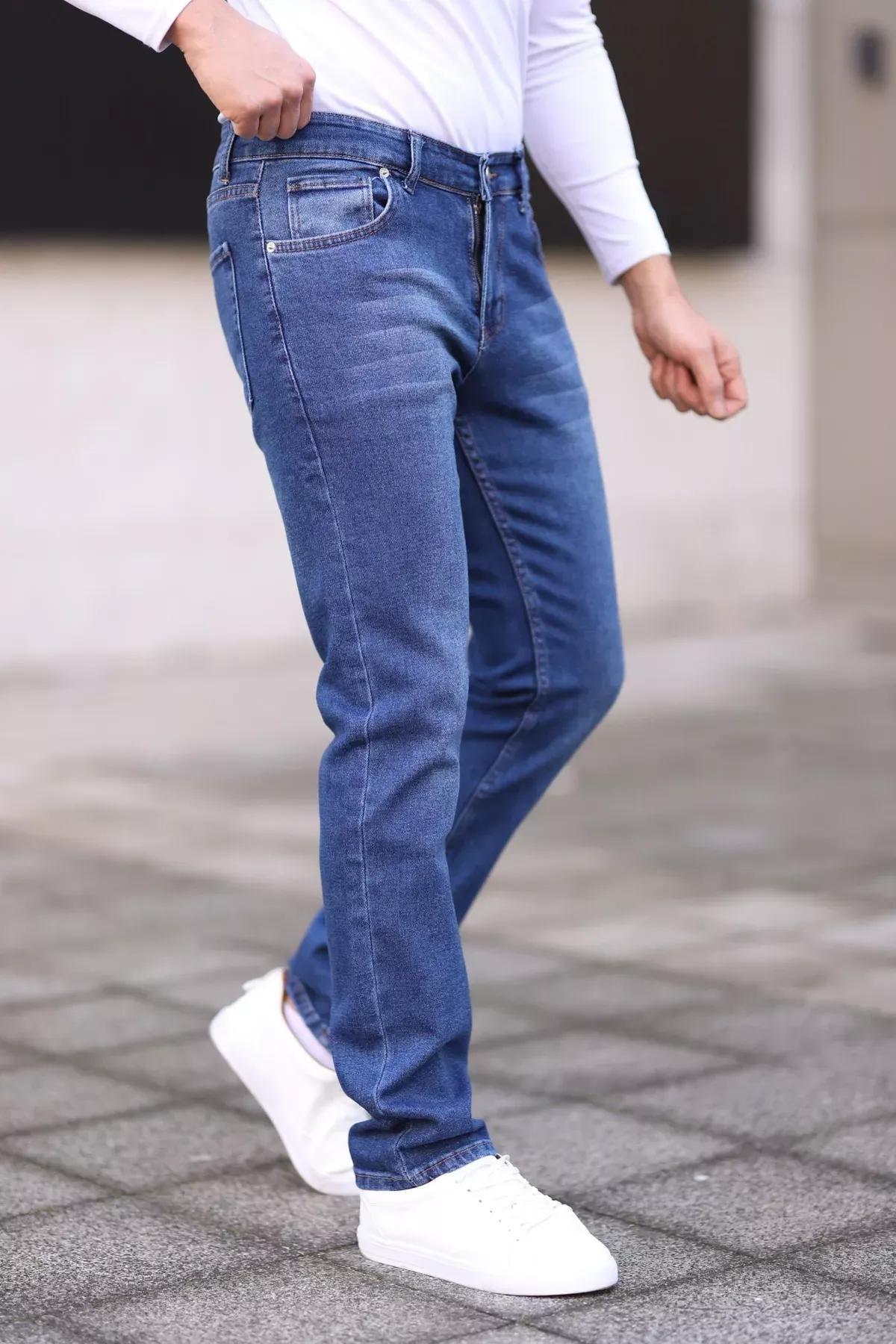 Blue Regular Stretch Jeans Trousers, , large image number 1