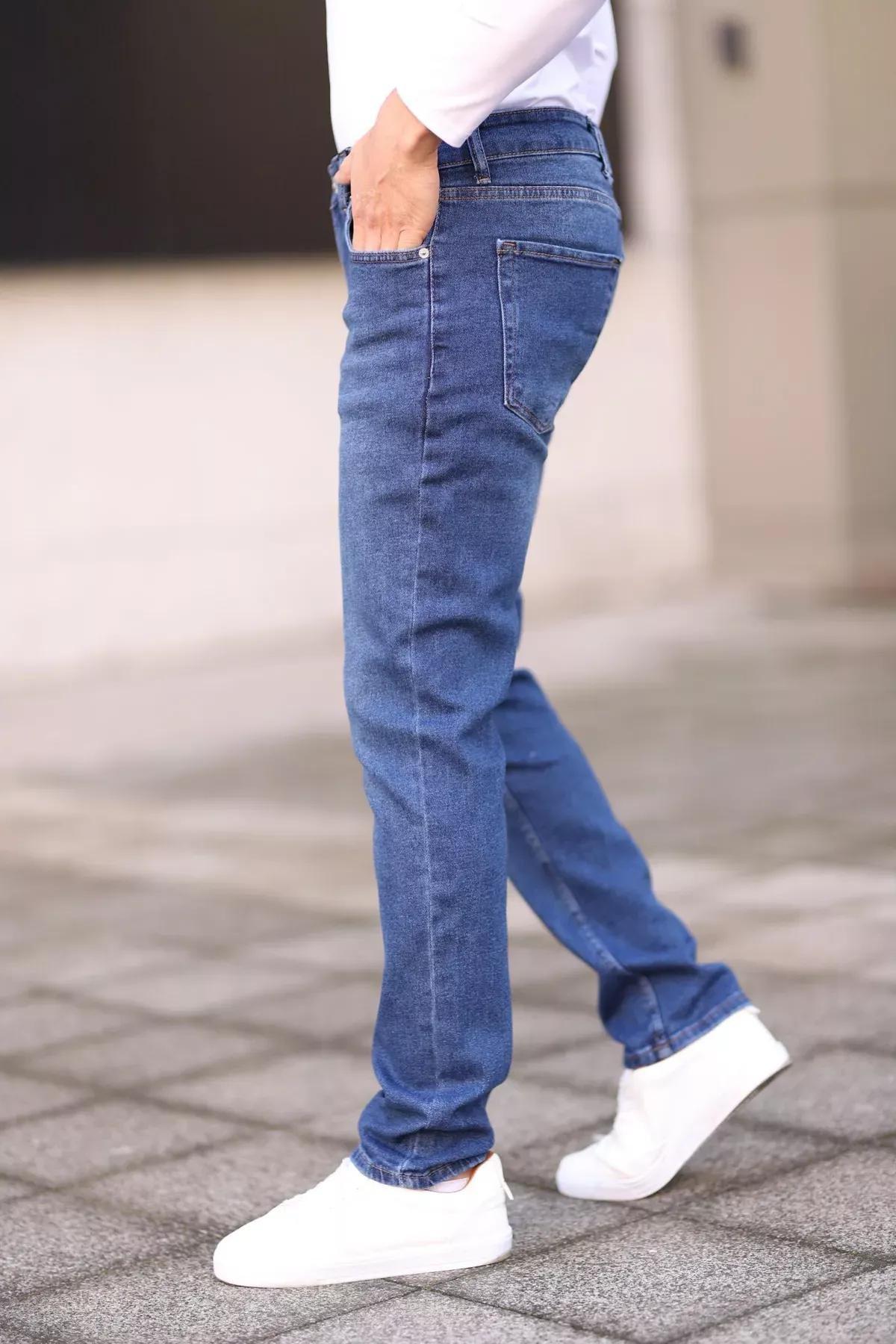 Blue Regular Stretch Jeans Trousers, , large image number 2