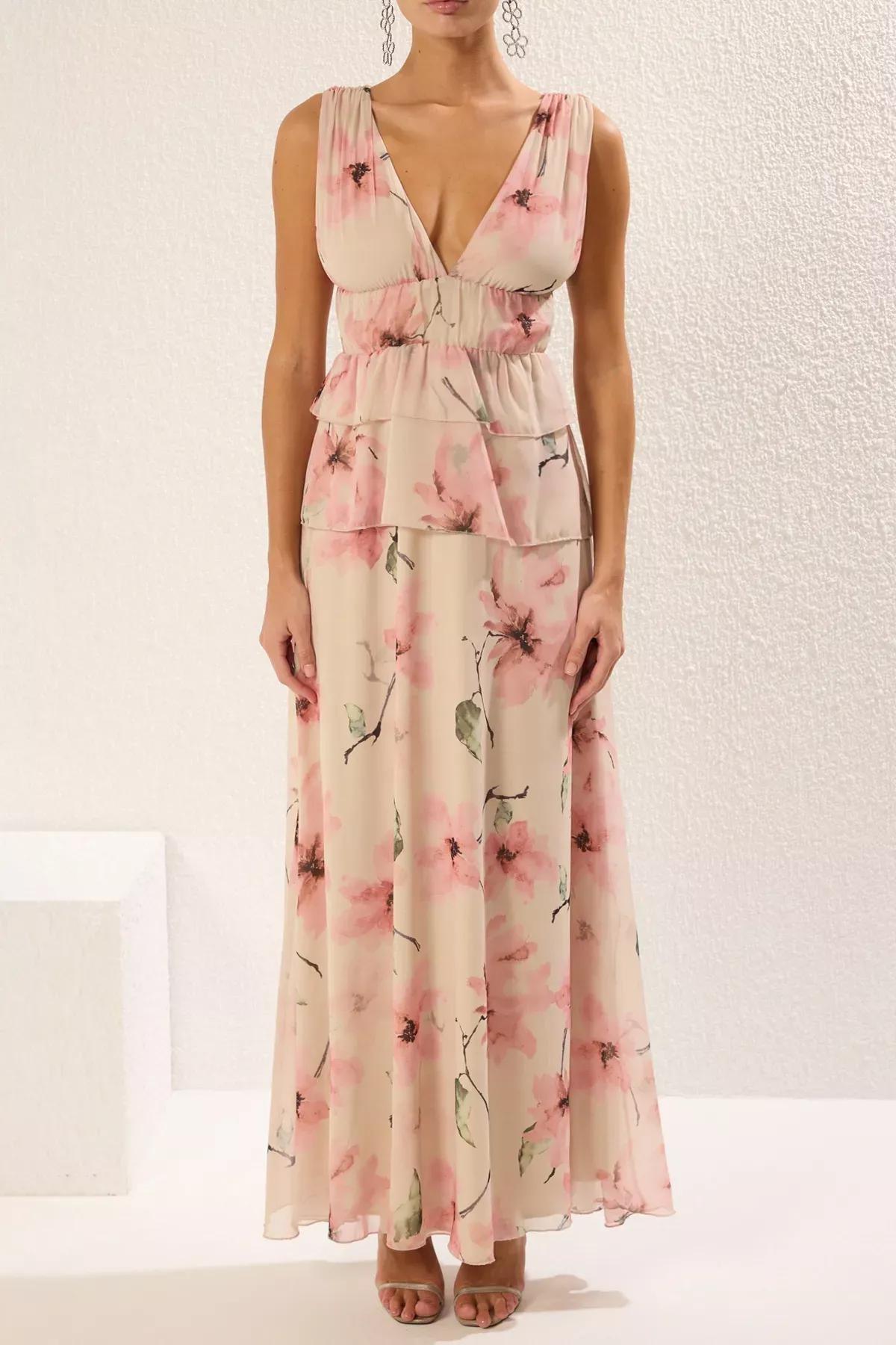 Multicolour Lined Woven Maxi Occasionwear Dress, , large image number 2