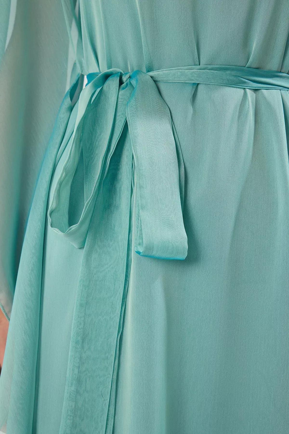 Green V-Neck Chiffon Maxi Occasionwear Dress, Mint, large image number 3
