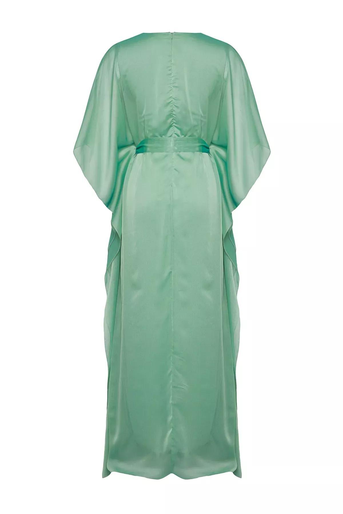 Green V-Neck Chiffon Maxi Occasionwear Dress, Mint, large image number 5