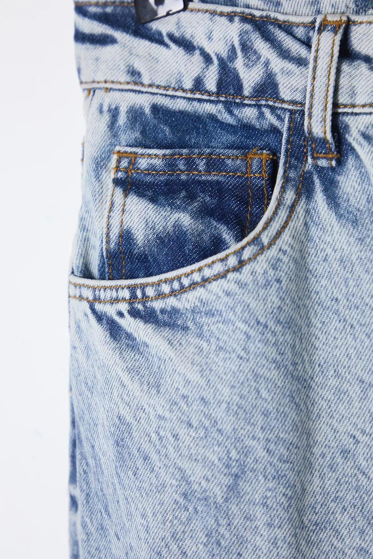 Blue High-Waist Wide Leg Jeans, , large image number 5