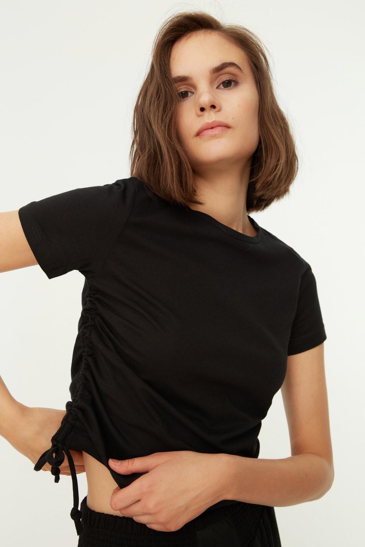 Black Crew Neck T-Shirt, , large image number 4