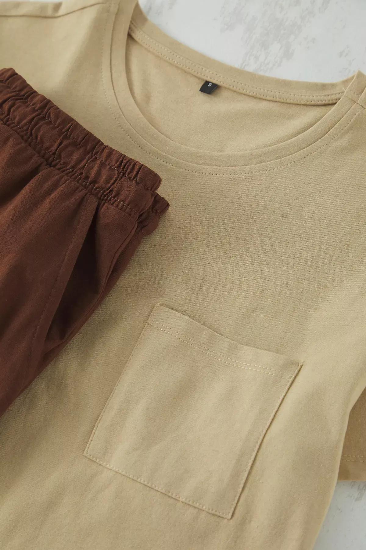 Beige Regular Fit Pajama Set, , large image number 1