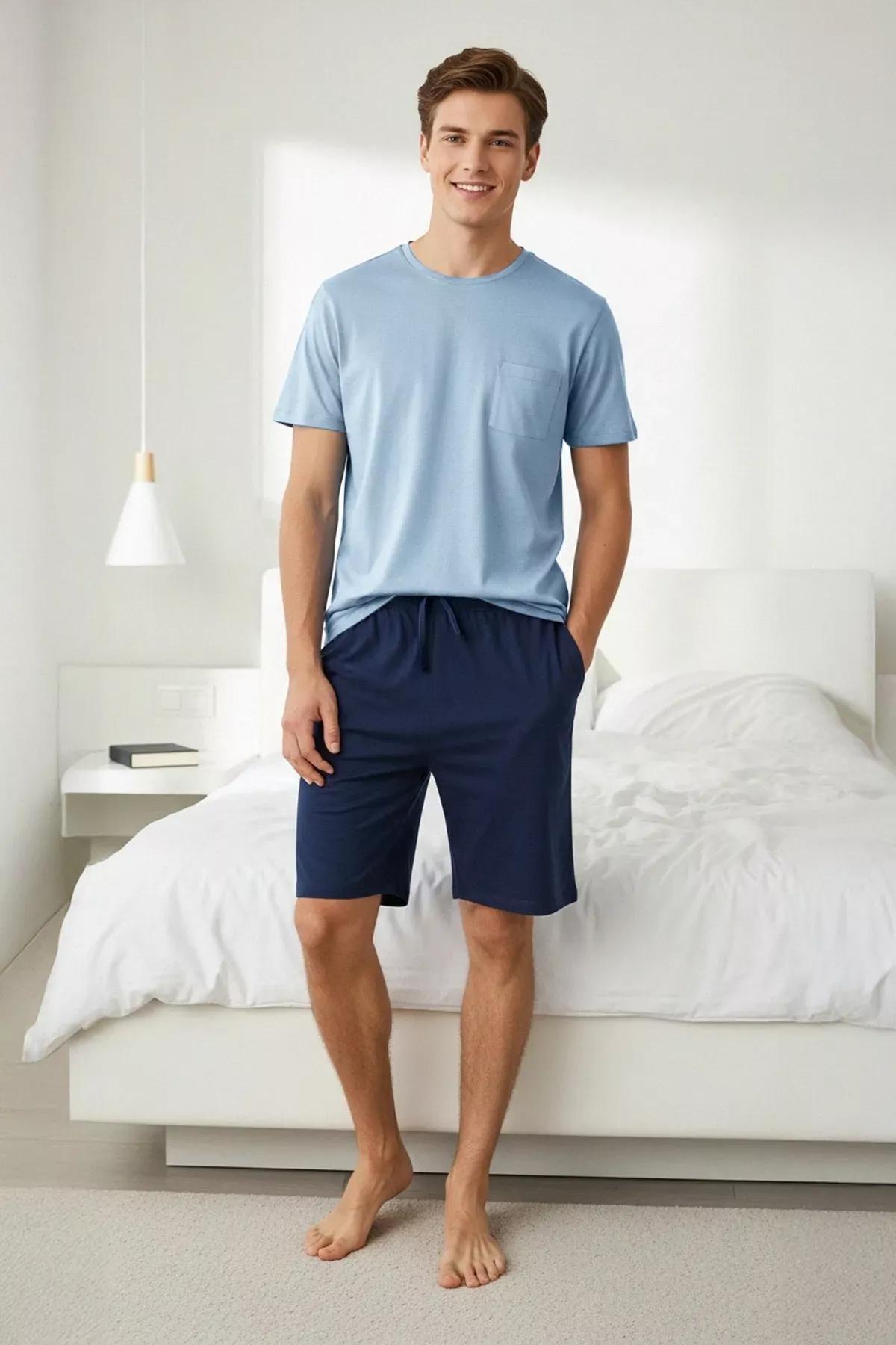 Blue  Knitted Pajama Set, Indigo, medium