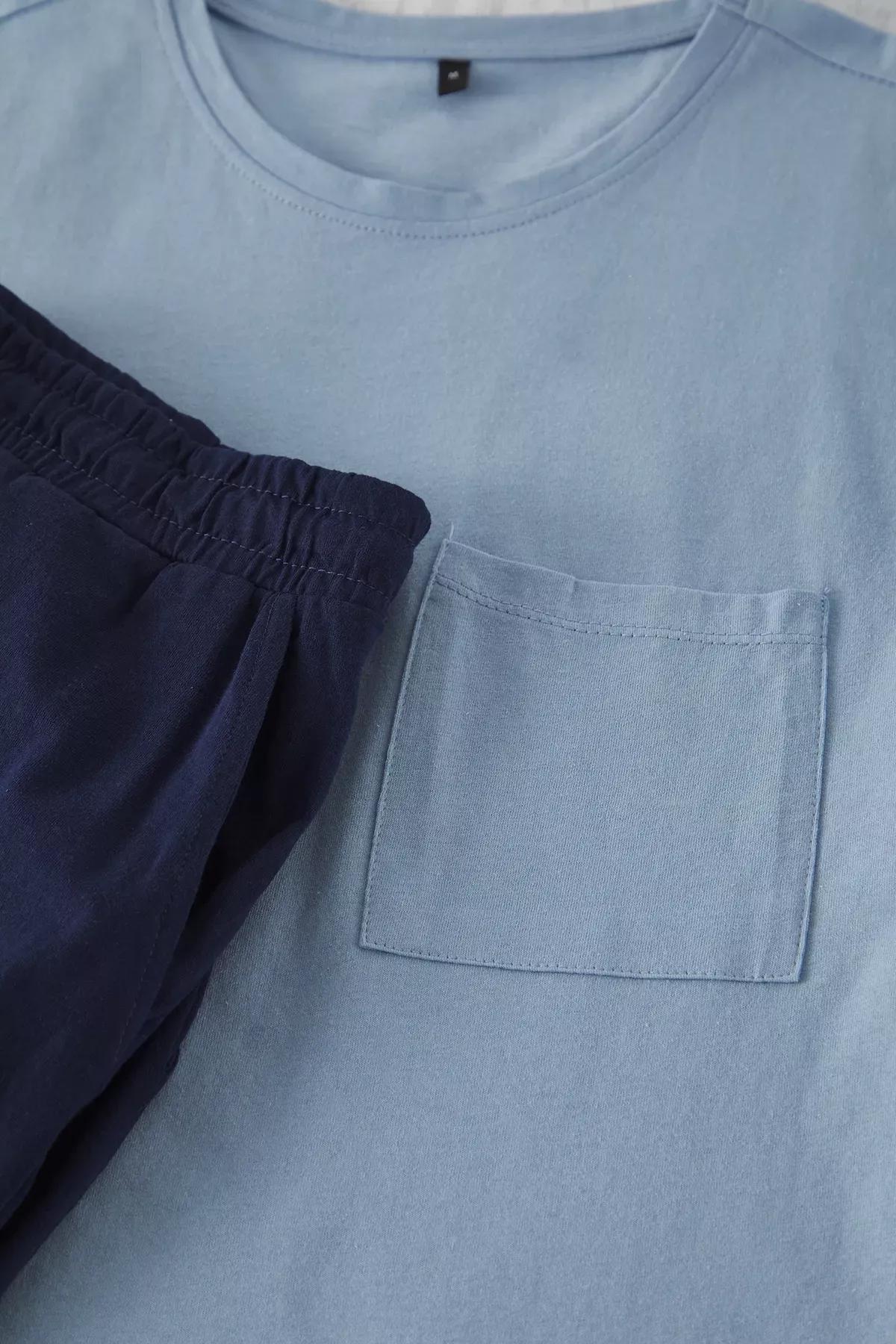 Blue Navy Knitted Pajama Set, , large image number 2