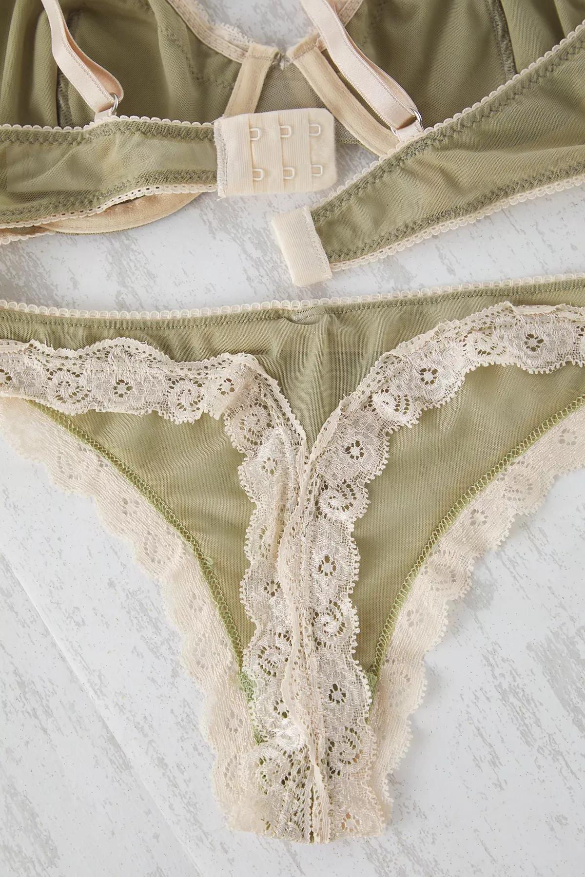 Green Lace Ribbon Underwear Set, , large image number 5