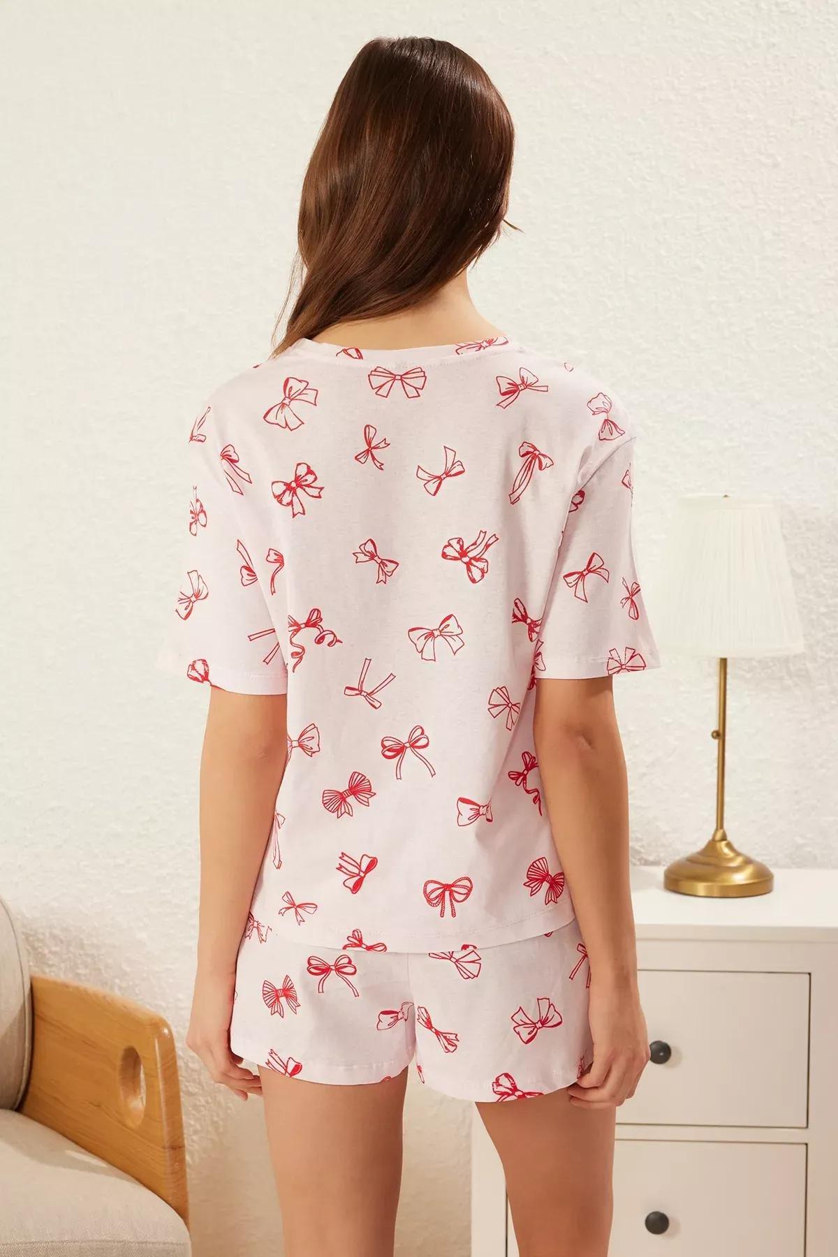 Pink Ribbon Shorts Pajama Set, C101_7329, large image number 4