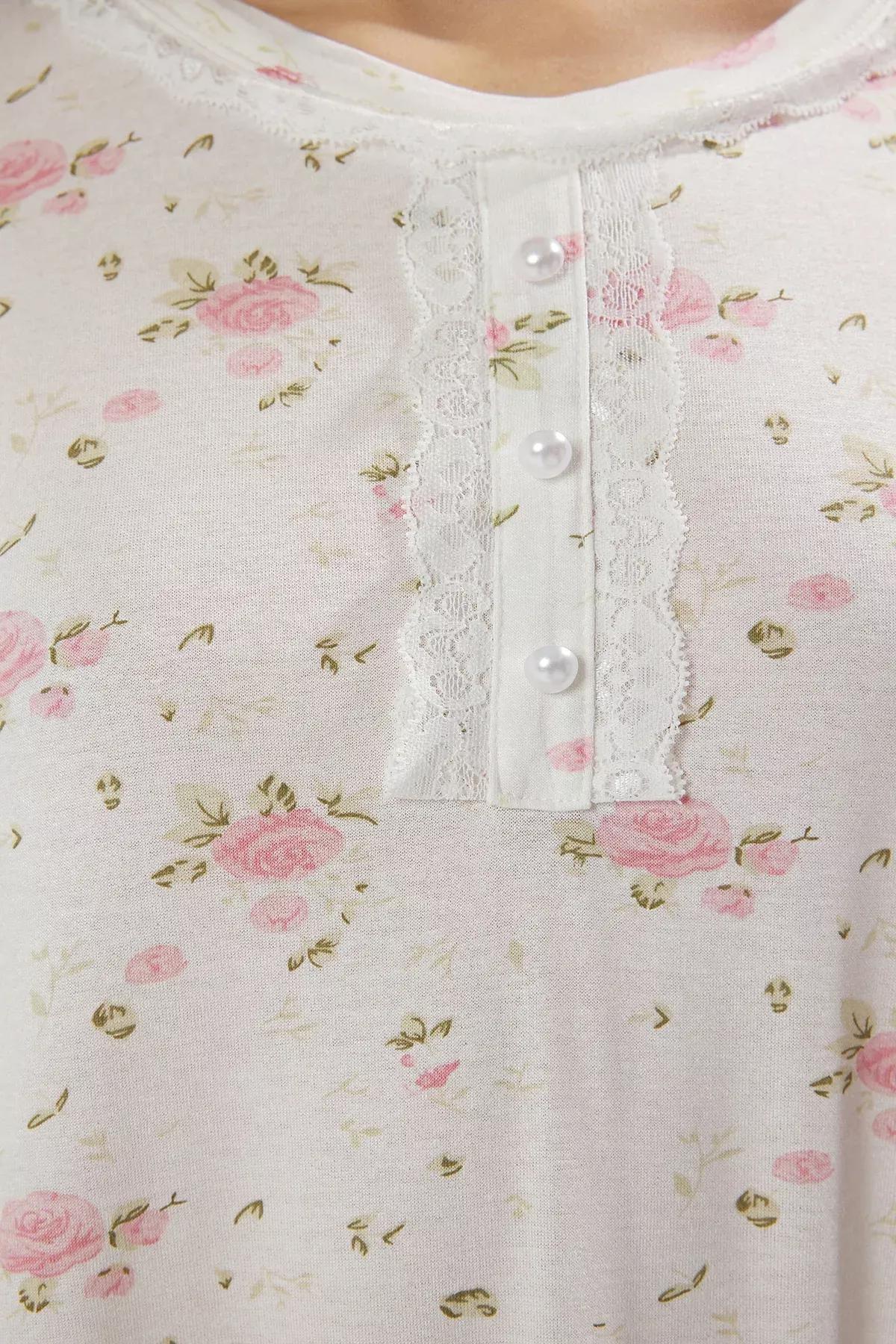 White Lace Midi Maternity Nightgown,, , large image number 2