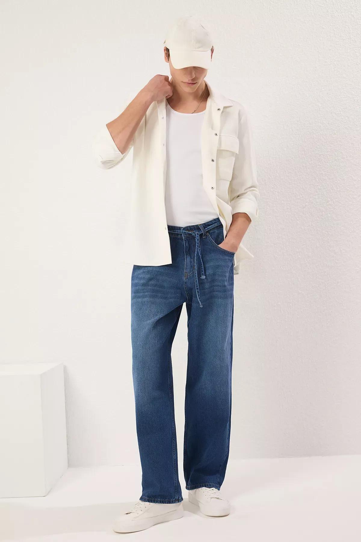 Blue Baggy Loose Denim Jeans, , large image number 0
